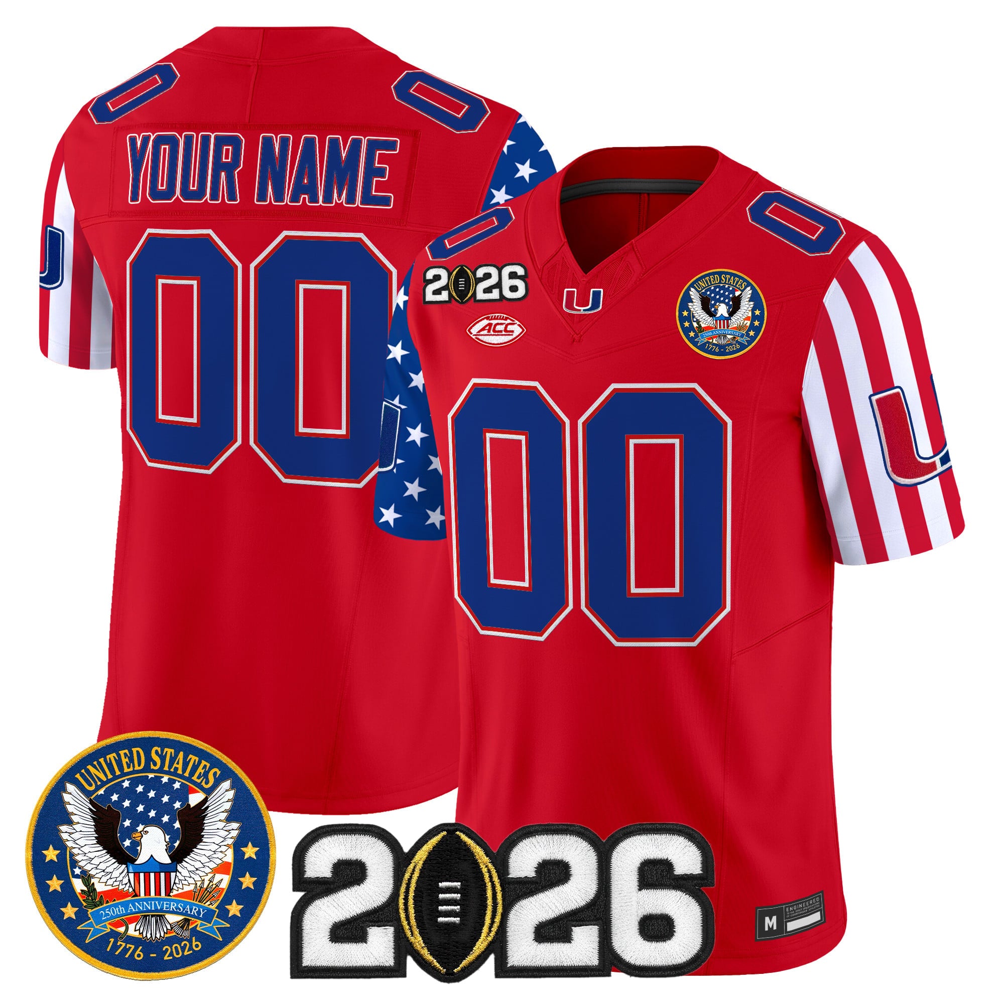 Miami Hurricanes "America250 Edition" Vapor Limited Custom Jersey - 2026 CFP Final Patch - All Stitched