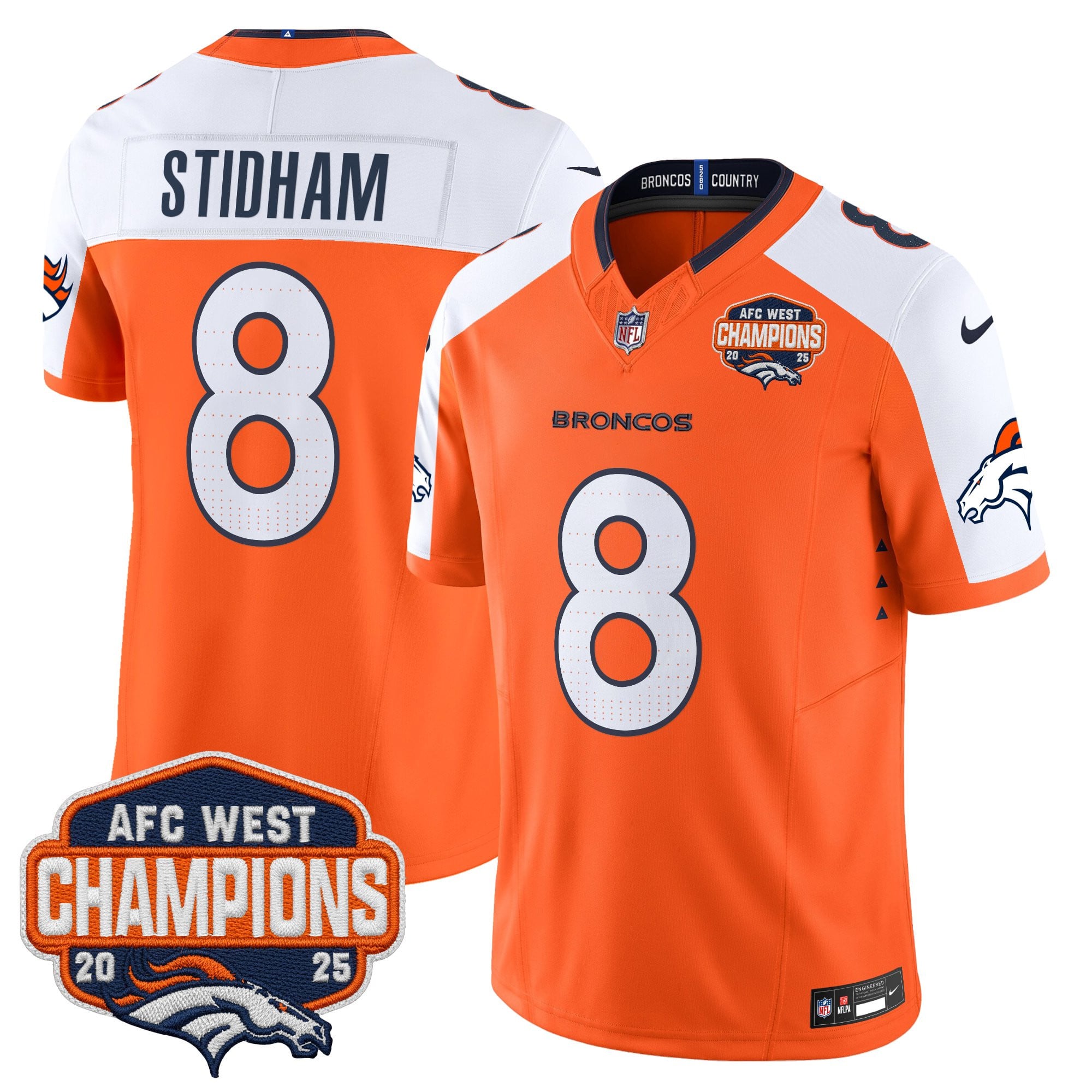 Men's Denver Broncos 2025 AFC West Division Champions Vapor Limited Jersey - All Stitched