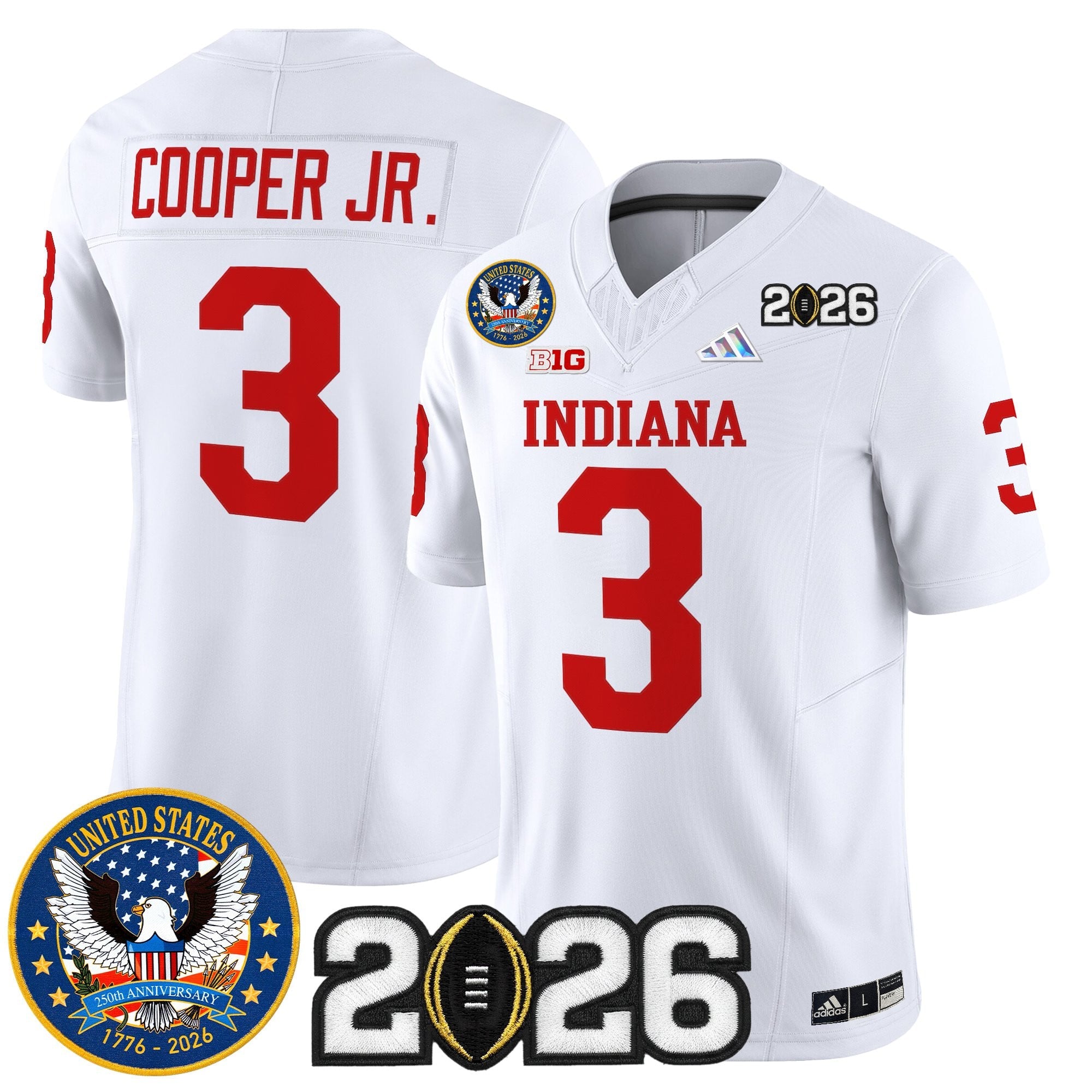 Men's Indiana Hoosiers "United States 250th Anniversary Patch" Vapor Limited Jersey V2 - All Stitched