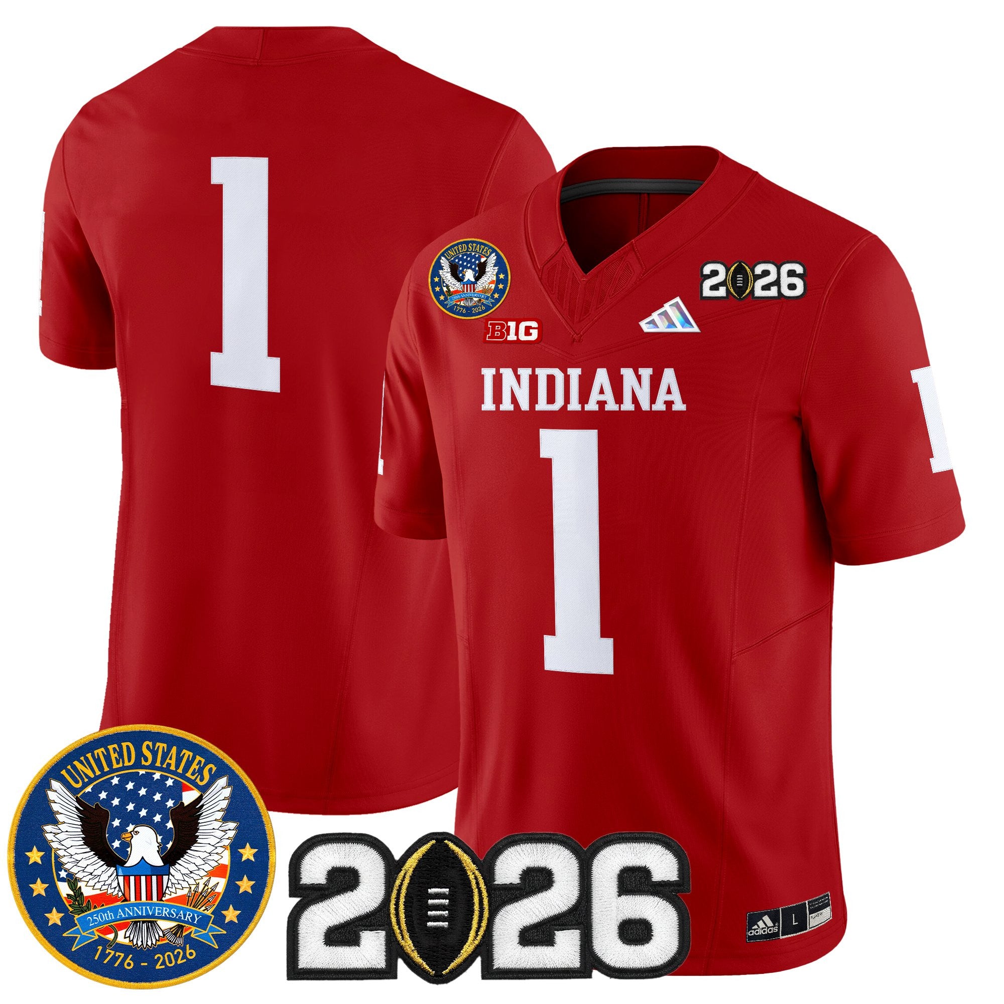 Men's Indiana Hoosiers "United States 250th Anniversary Patch" Vapor Limited Jersey V2 - All Stitched