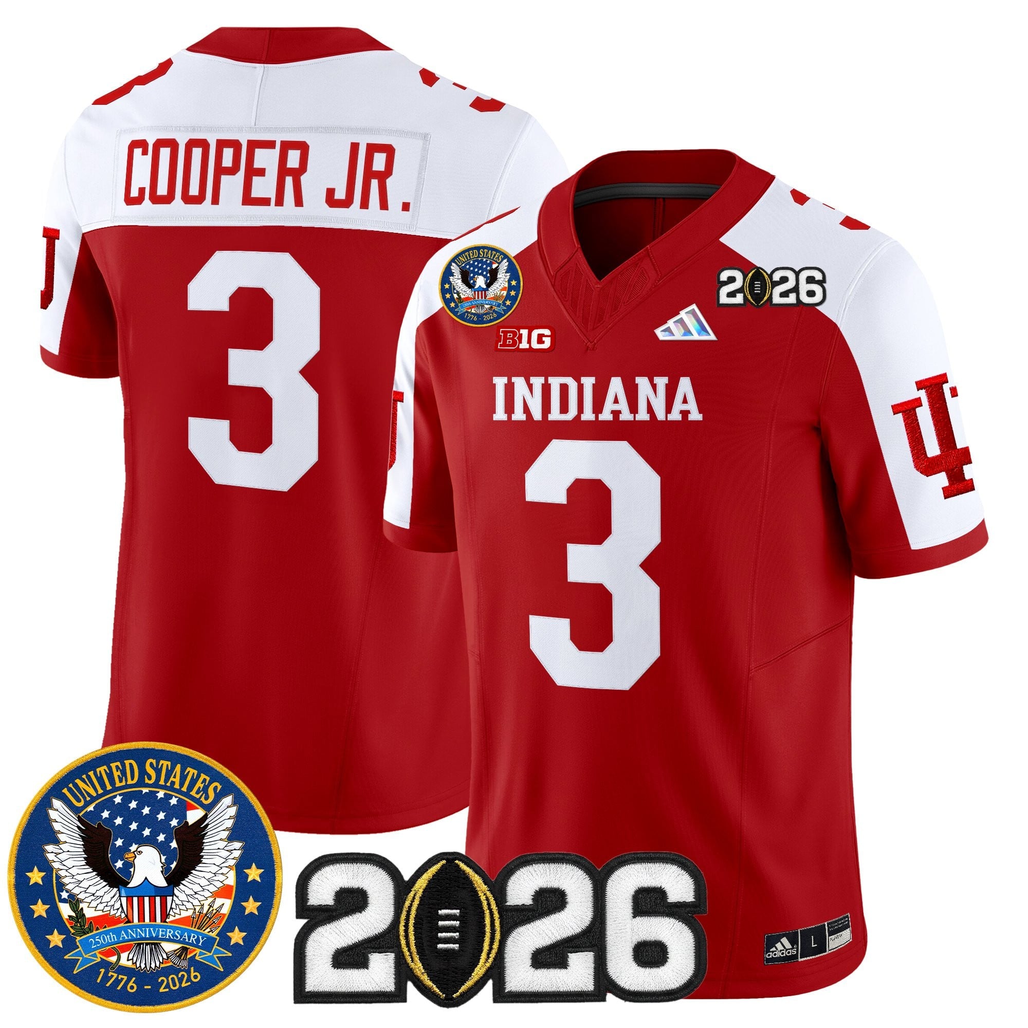 Men's Indiana Hoosiers "United States 250th Anniversary Patch" Vapor Limited Jersey V2 - All Stitched