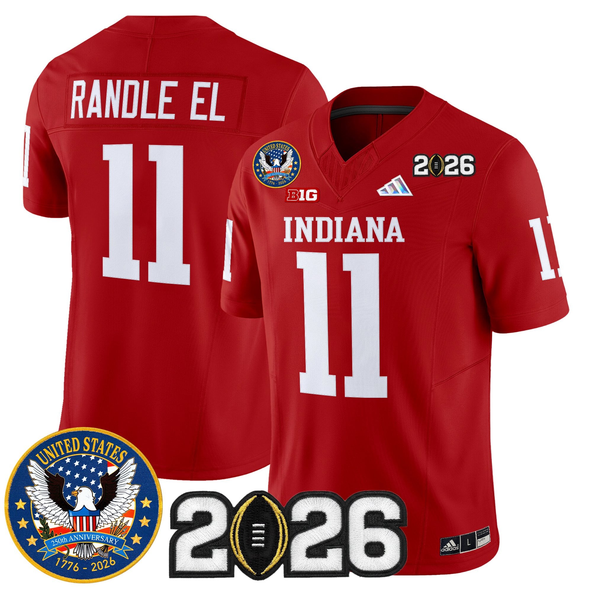 Men's Indiana Hoosiers "United States 250th Anniversary Patch" Vapor Limited Jersey V2 - All Stitched