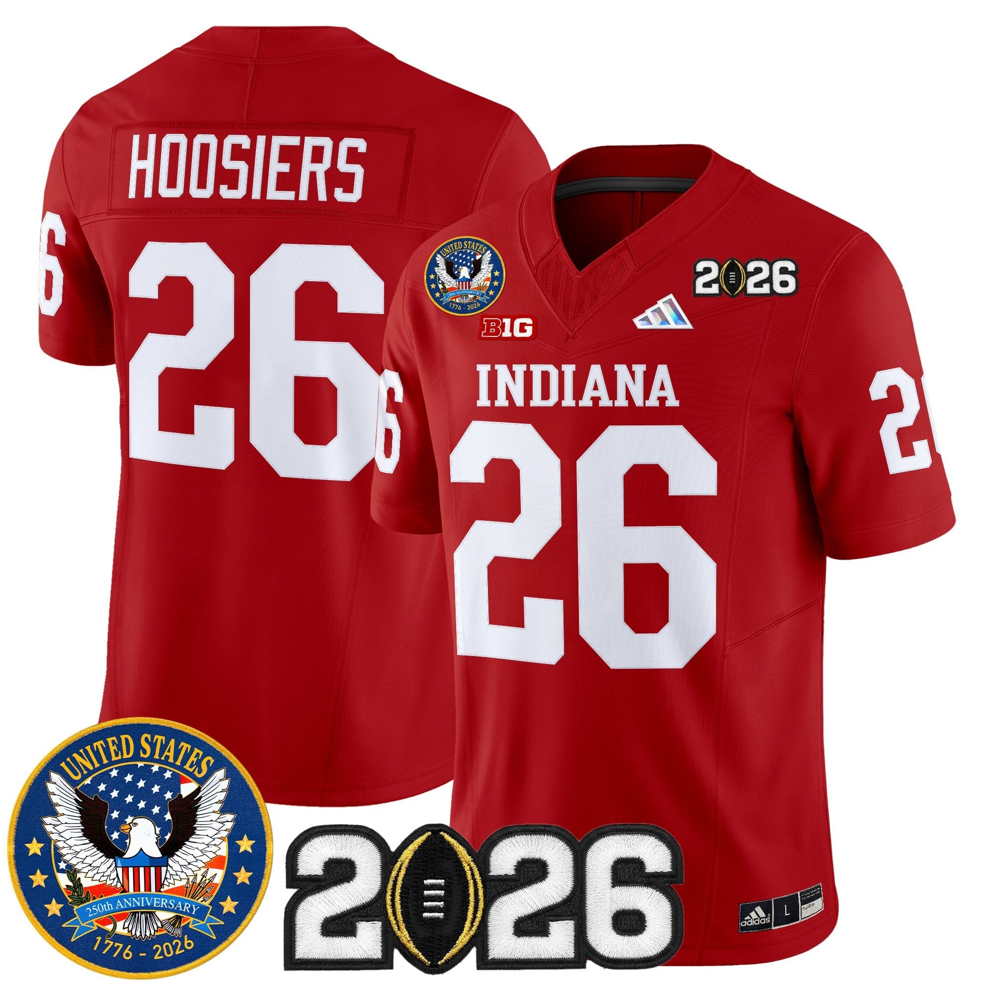 Men's Indiana Hoosiers "United States 250th Anniversary Patch" Vapor Limited Jersey V2 - All Stitched