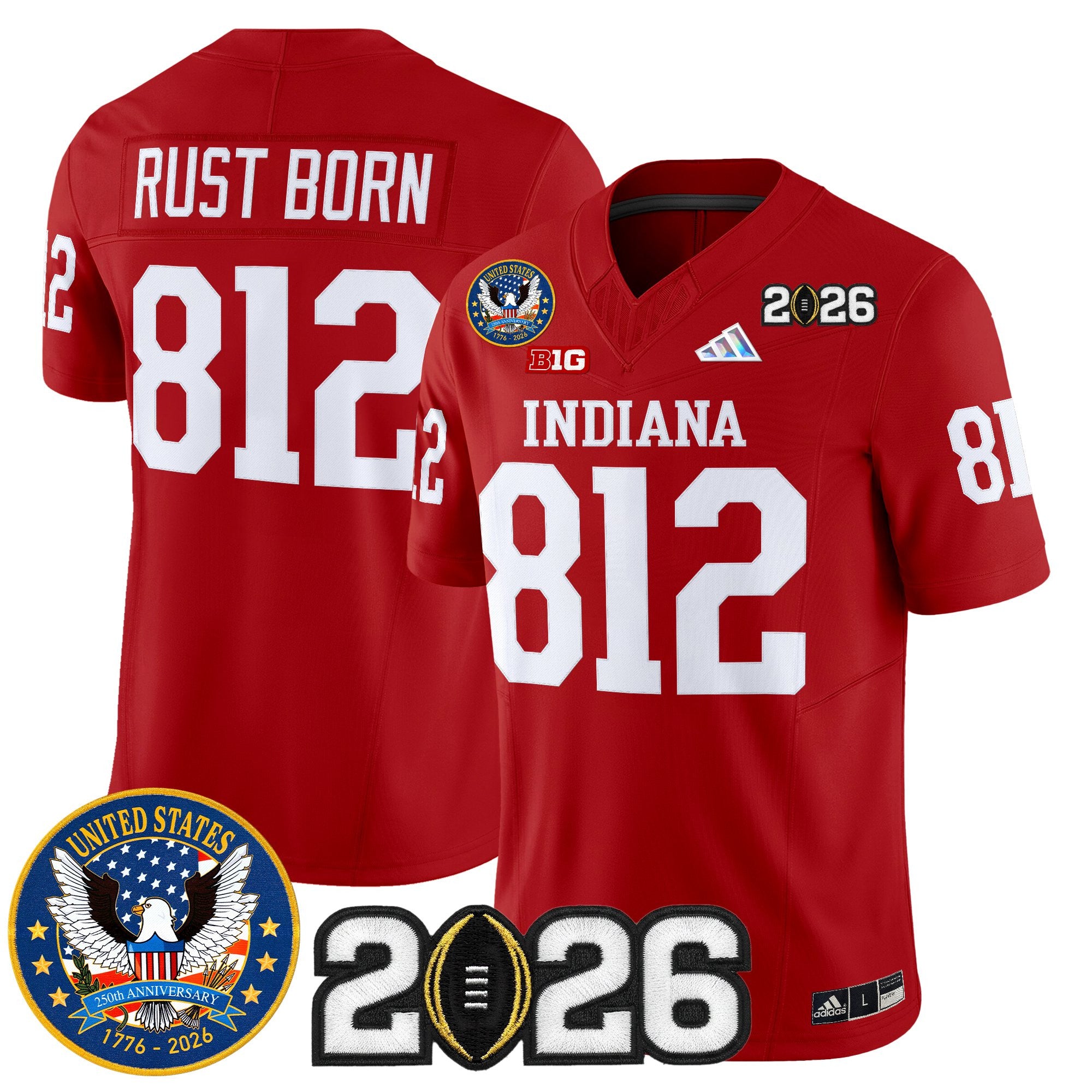 Men's Indiana Hoosiers "United States 250th Anniversary Patch" Vapor Limited Jersey V2 - All Stitched