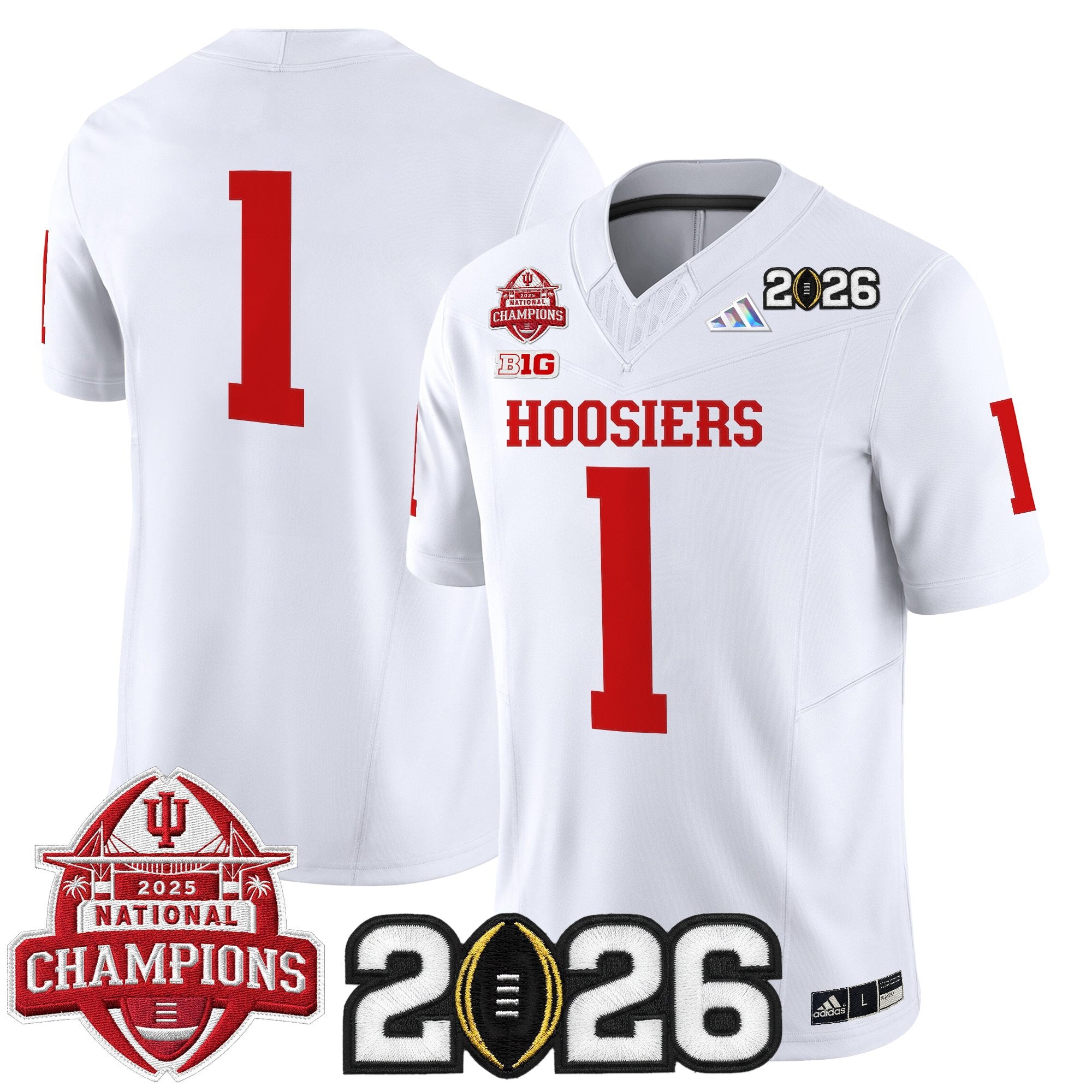 Men's Indiana Hoosiers 2025 National Champions & 2026 CFP Final Patch Vapor Limited Jersey V2 - All Stitched