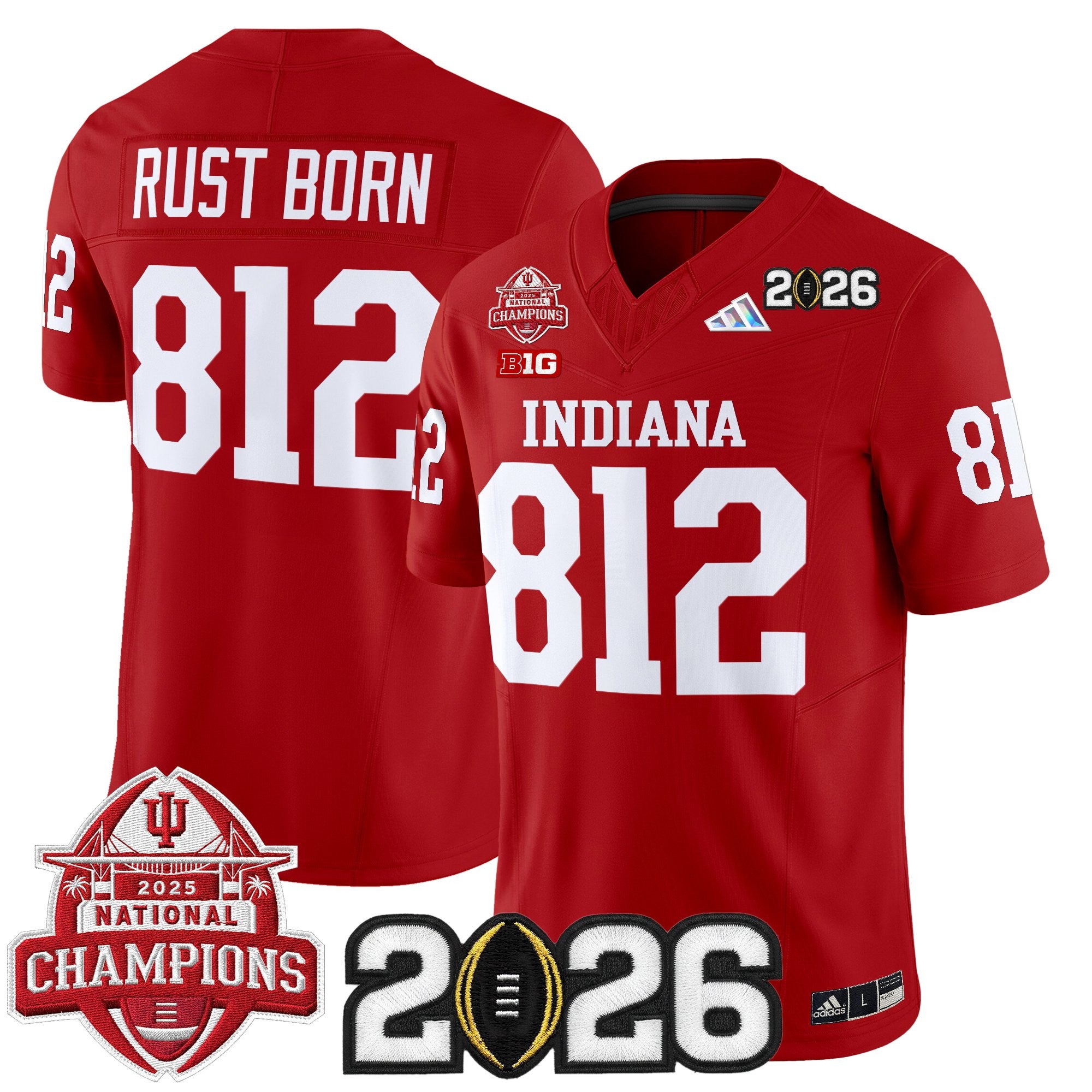Men's Indiana Hoosiers 2025 National Champions & 2026 CFP Final Patch Vapor Limited Jersey V2 - All Stitched