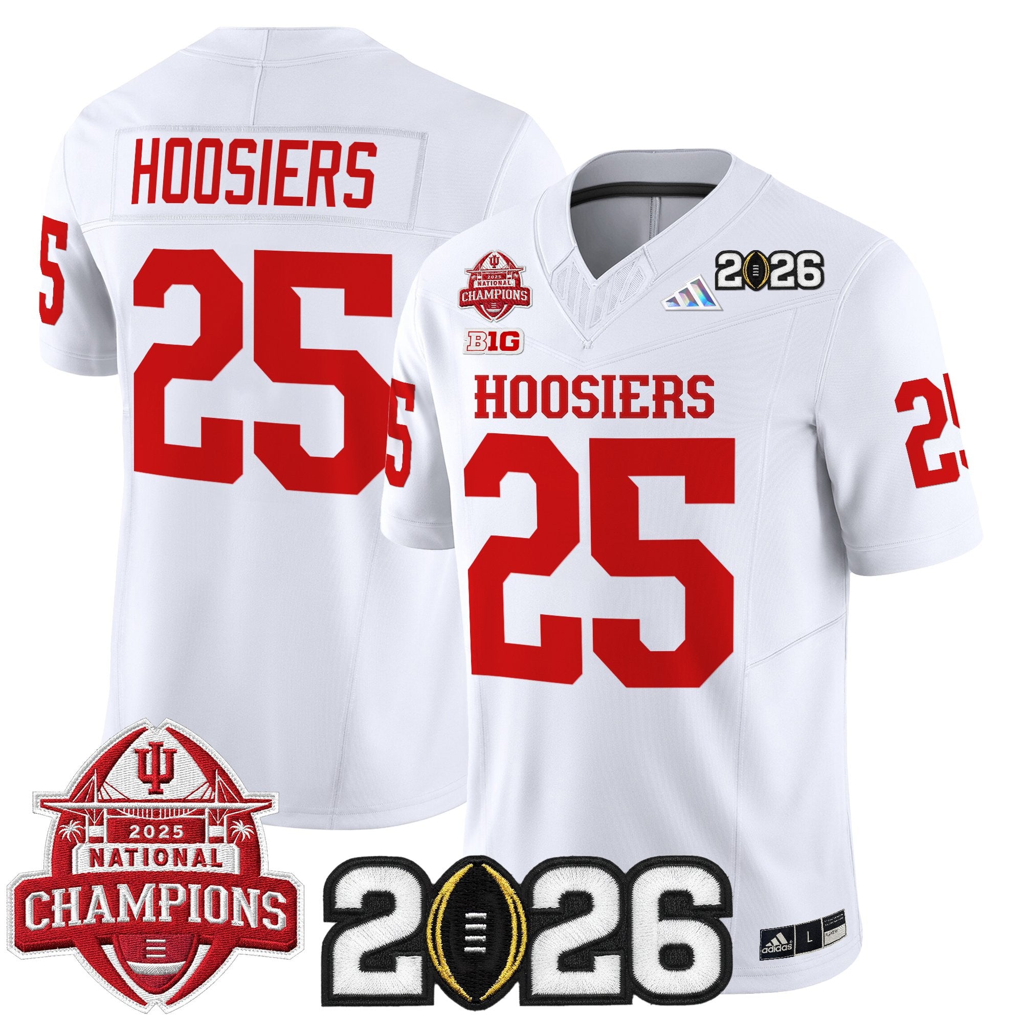 Men's Indiana Hoosiers 2025 National Champions & 2026 CFP Final Patch Vapor Limited Jersey V2 - All Stitched