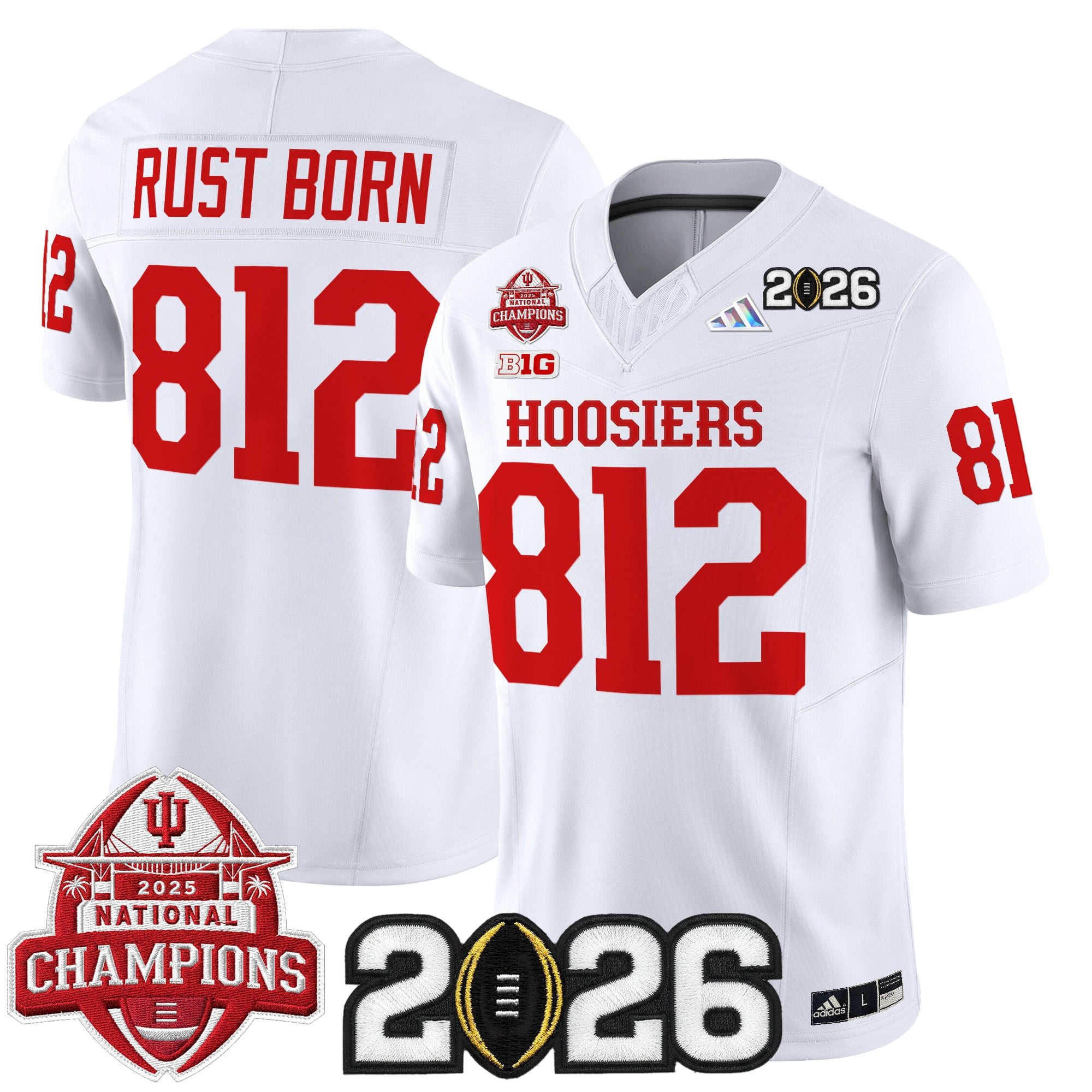 Men's Indiana Hoosiers 2025 National Champions & 2026 CFP Final Patch Vapor Limited Jersey V2 - All Stitched
