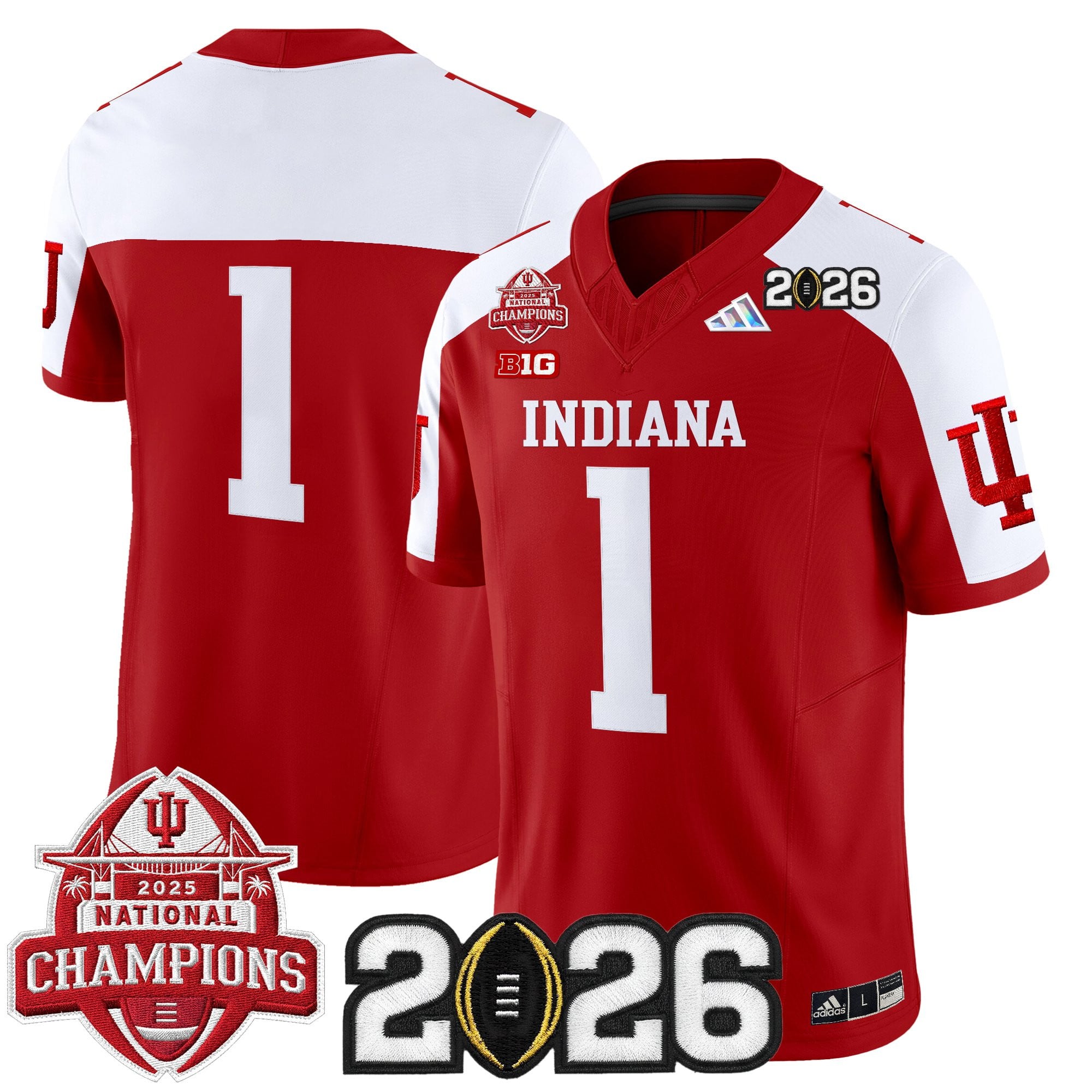 Men's Indiana Hoosiers 2025 National Champions & 2026 CFP Final Patch Vapor Limited Jersey V2 - All Stitched