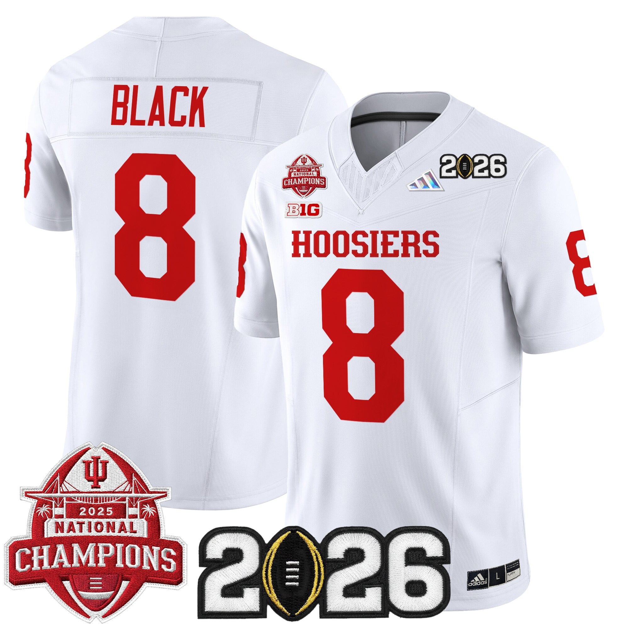 Men's Indiana Hoosiers 2025 National Champions & 2026 CFP Final Patch Vapor Limited Jersey V2 - All Stitched