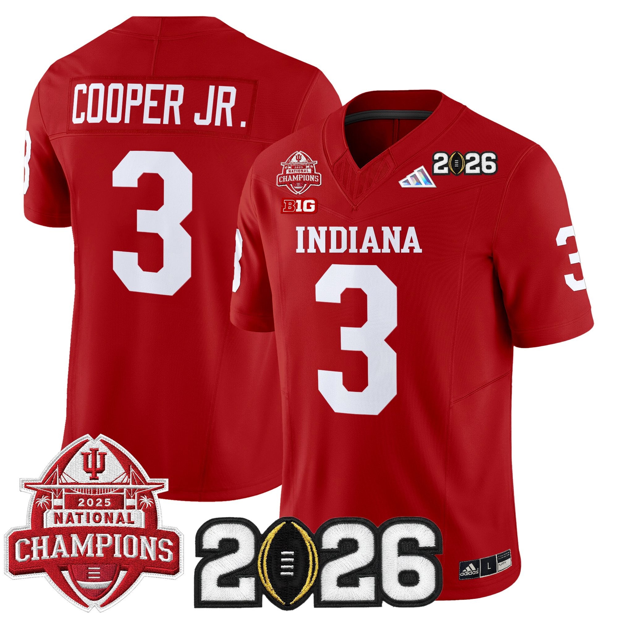 Men's Indiana Hoosiers 2025 National Champions & 2026 CFP Final Patch Vapor Limited Jersey V2 - All Stitched