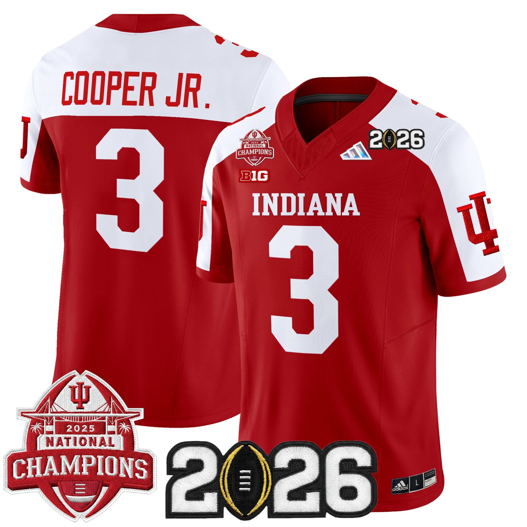 Men's Indiana Hoosiers 2025 National Champions & 2026 CFP Final Patch Vapor Limited Jersey V2 - All Stitched