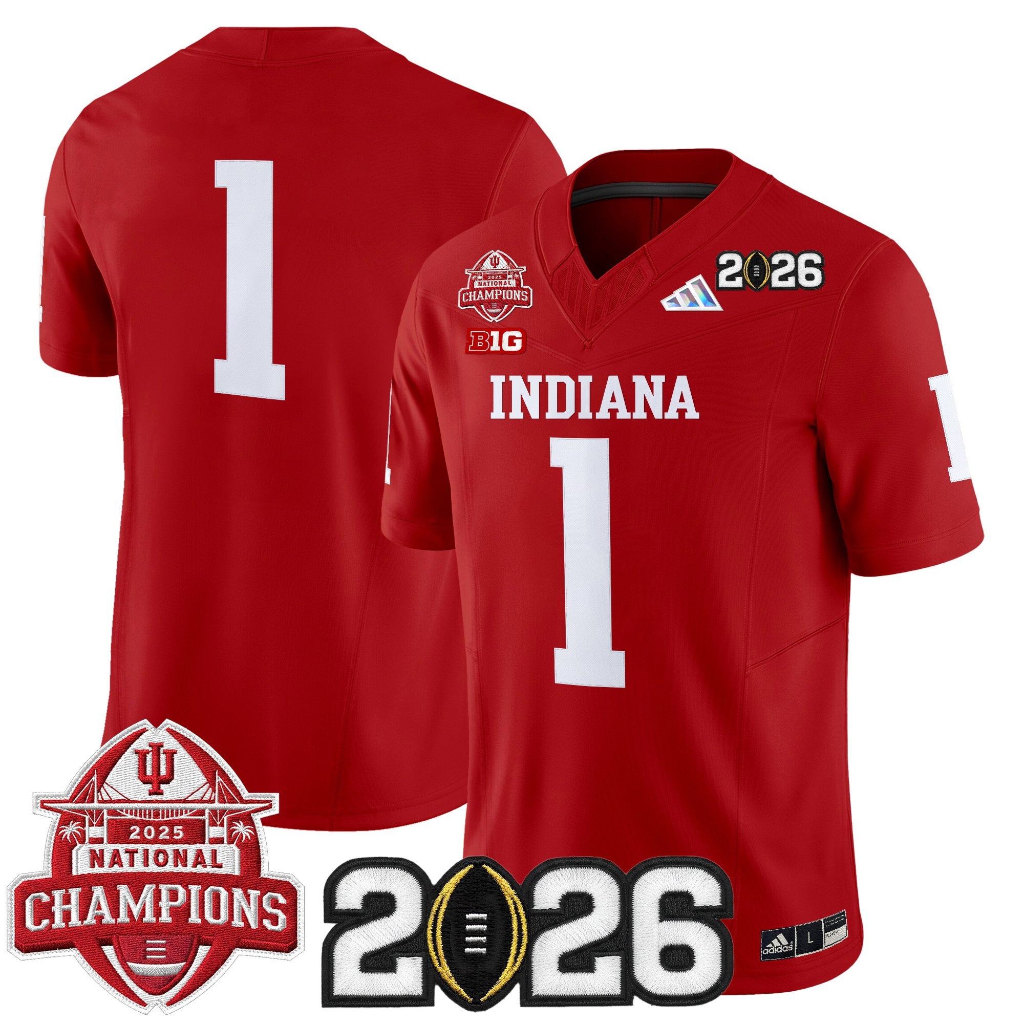 Men's Indiana Hoosiers 2025 National Champions & 2026 CFP Final Patch Vapor Limited Jersey V2 - All Stitched
