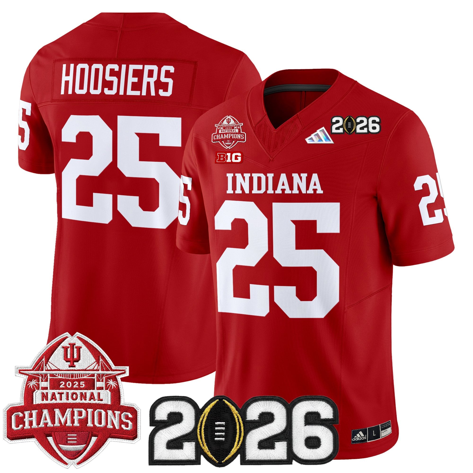 Men's Indiana Hoosiers 2025 National Champions & 2026 CFP Final Patch Vapor Limited Jersey V2 - All Stitched