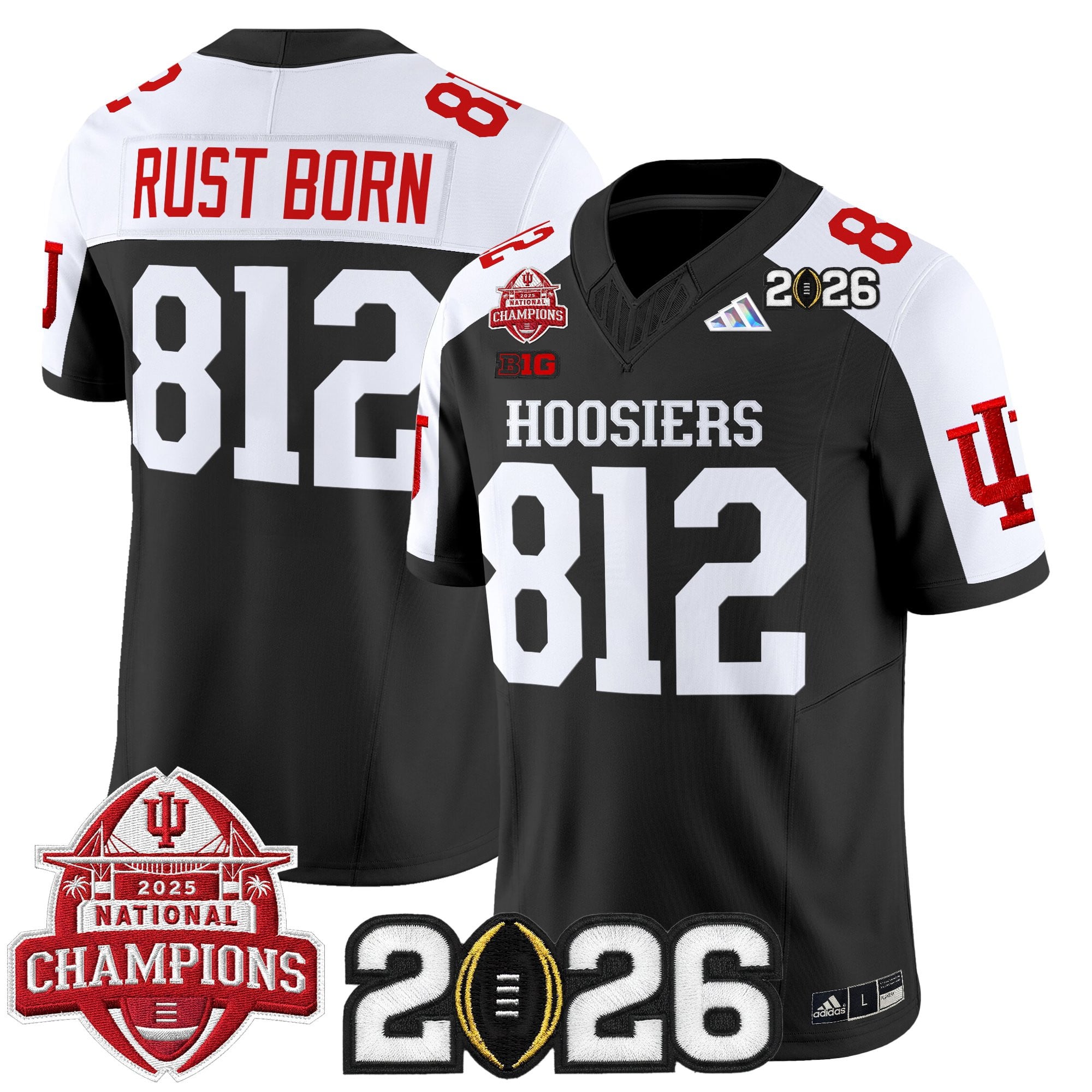 Men's Indiana Hoosiers 2025 National Champions & 2026 CFP Final Patch Vapor Limited Jersey V2 - All Stitched