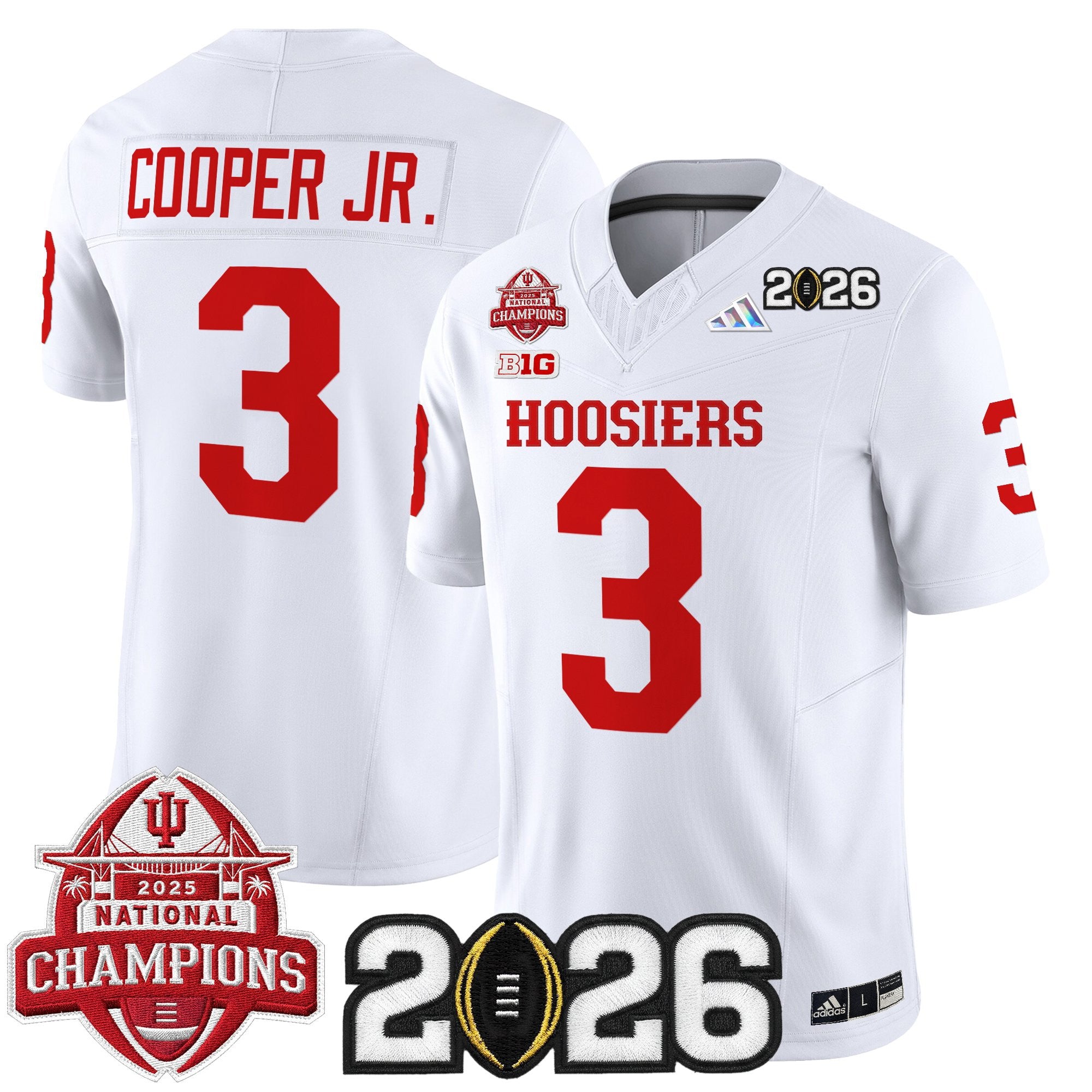 Men's Indiana Hoosiers 2025 National Champions & 2026 CFP Final Patch Vapor Limited Jersey V2 - All Stitched
