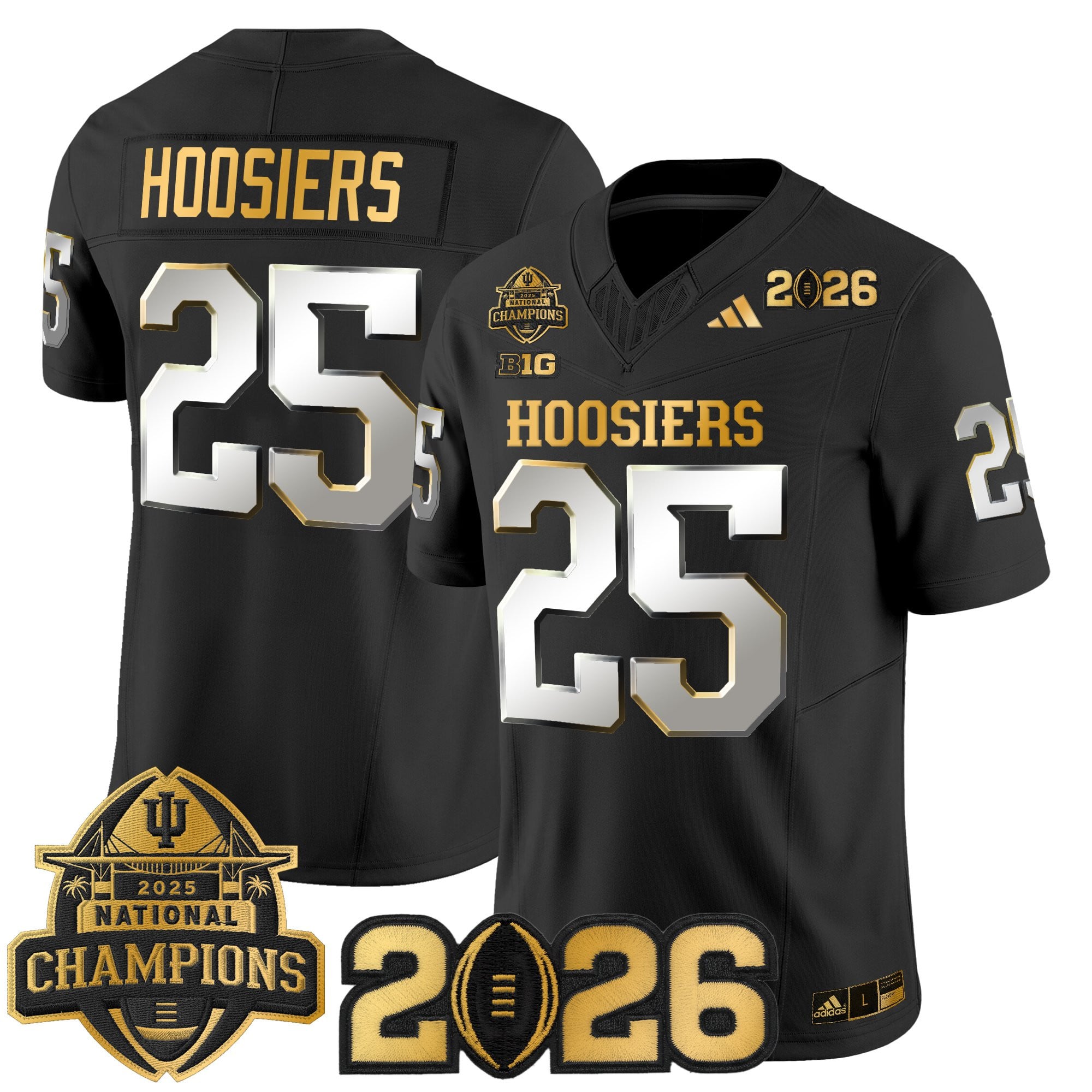 Men's Indiana Hoosiers 2025 National Champions & 2026 CFP Final Patch Gold Vapor Limited Jersey - All Stitched