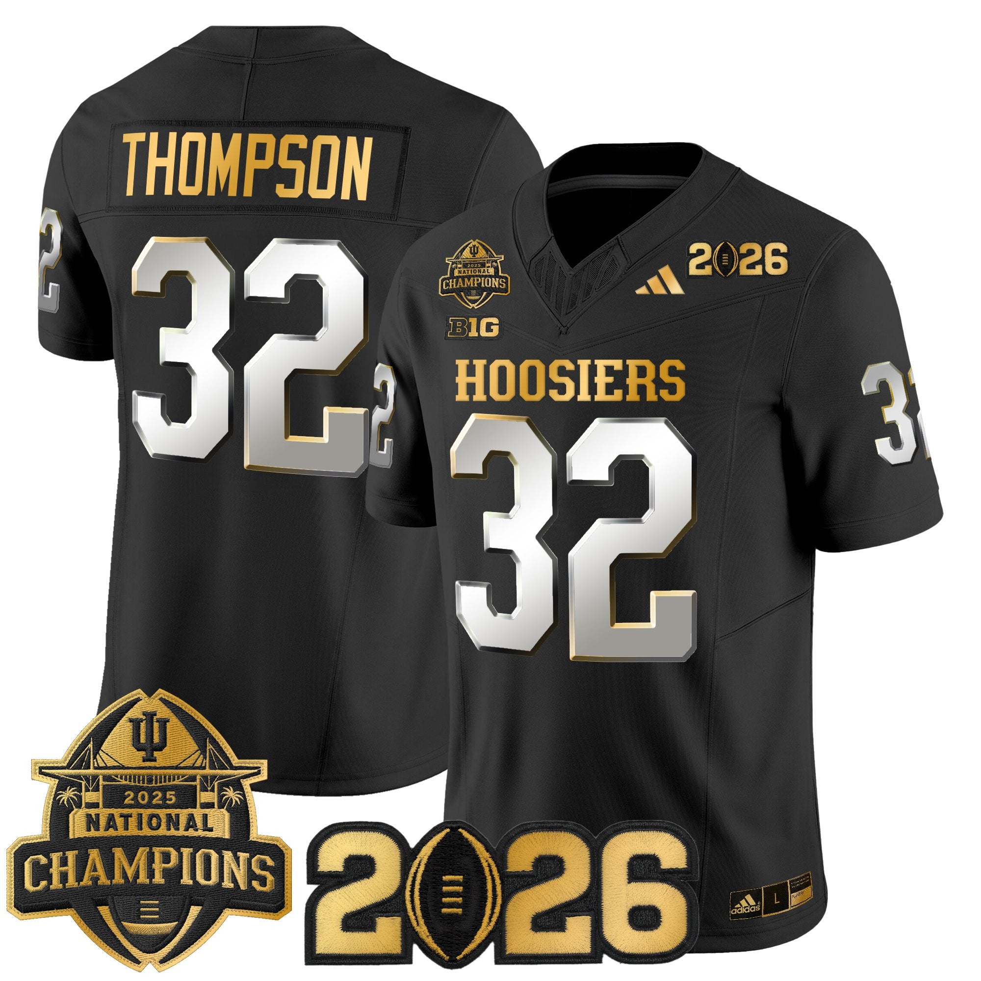 Men's Indiana Hoosiers 2025 National Champions & 2026 CFP Final Patch Gold Vapor Limited Jersey - All Stitched