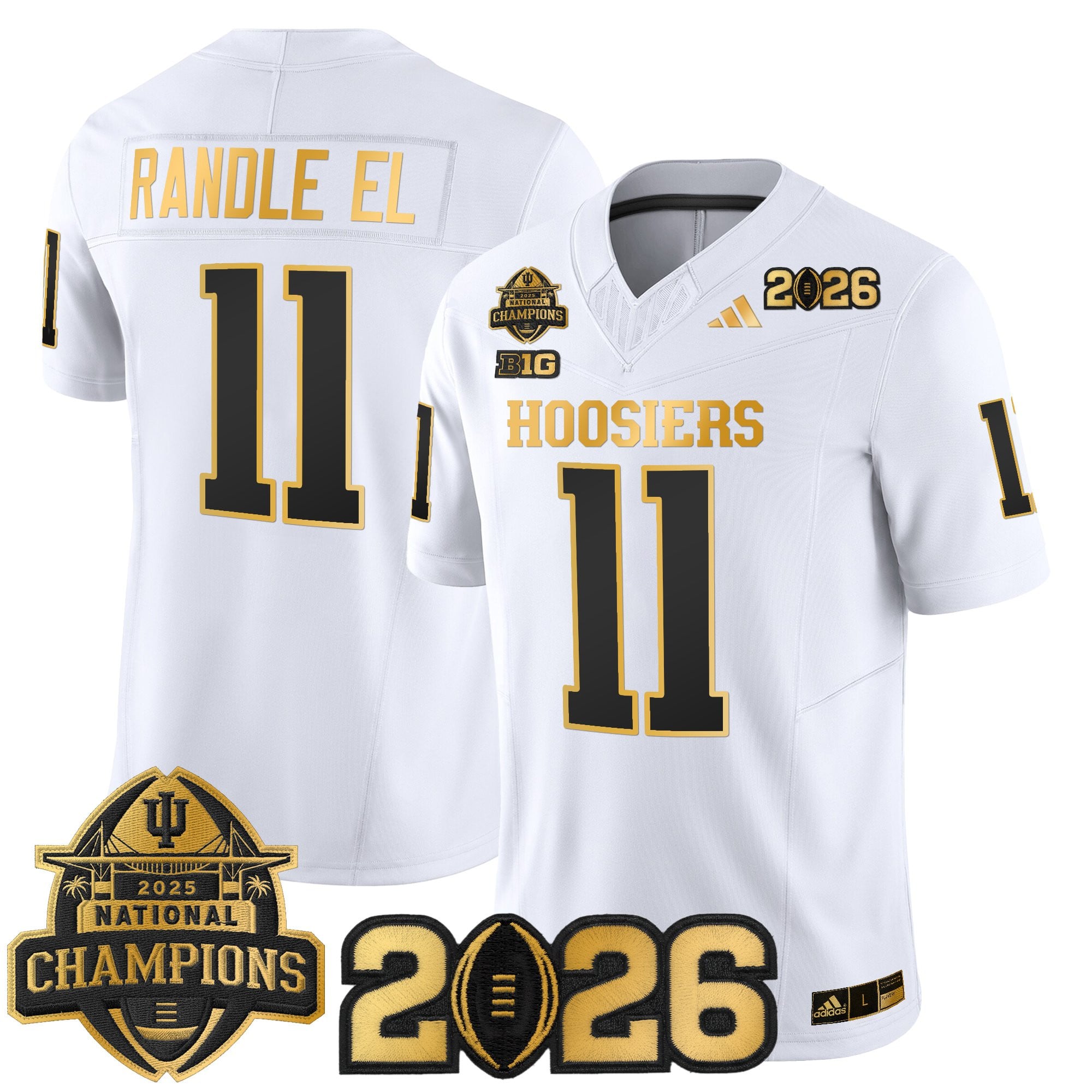 Men's Indiana Hoosiers 2025 National Champions & 2026 CFP Final Patch Gold Vapor Limited Jersey - All Stitched