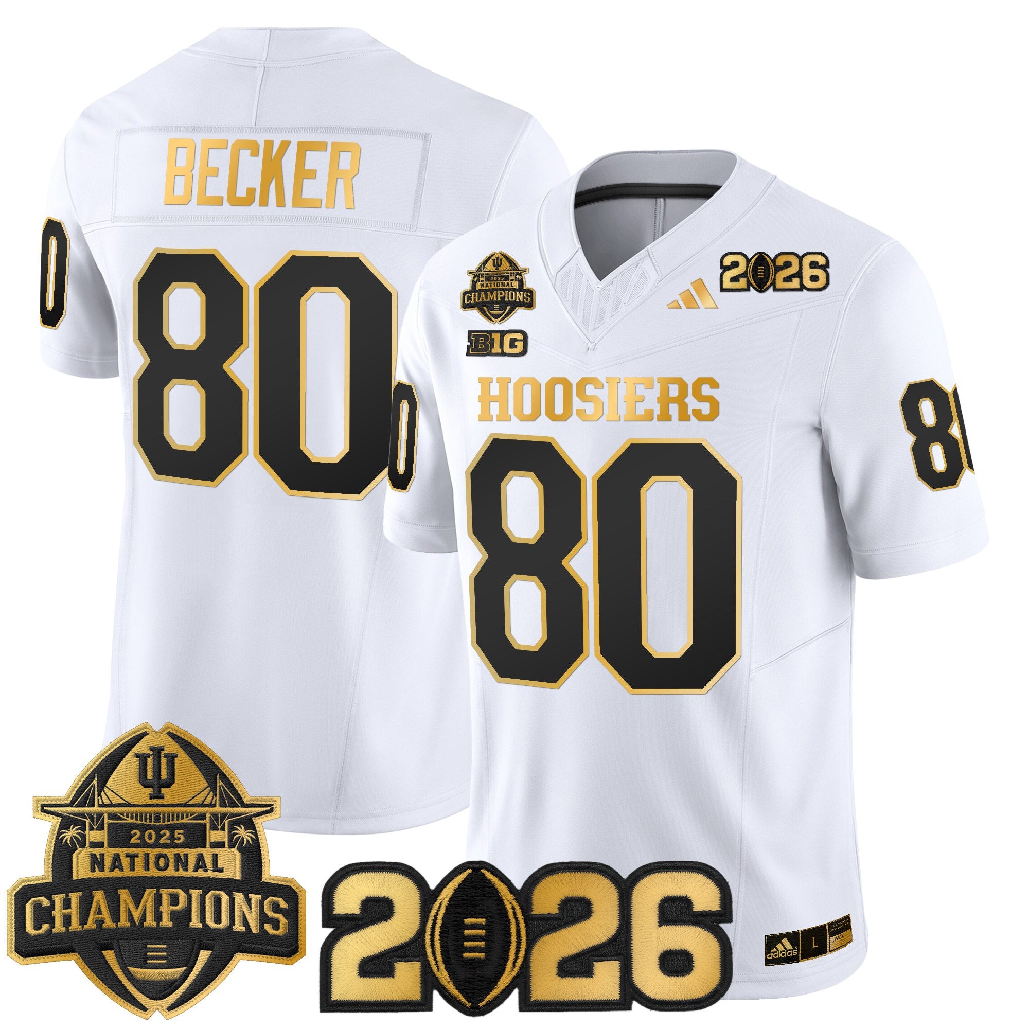 Men's Indiana Hoosiers 2025 National Champions & 2026 CFP Final Patch Gold Vapor Limited Jersey - All Stitched