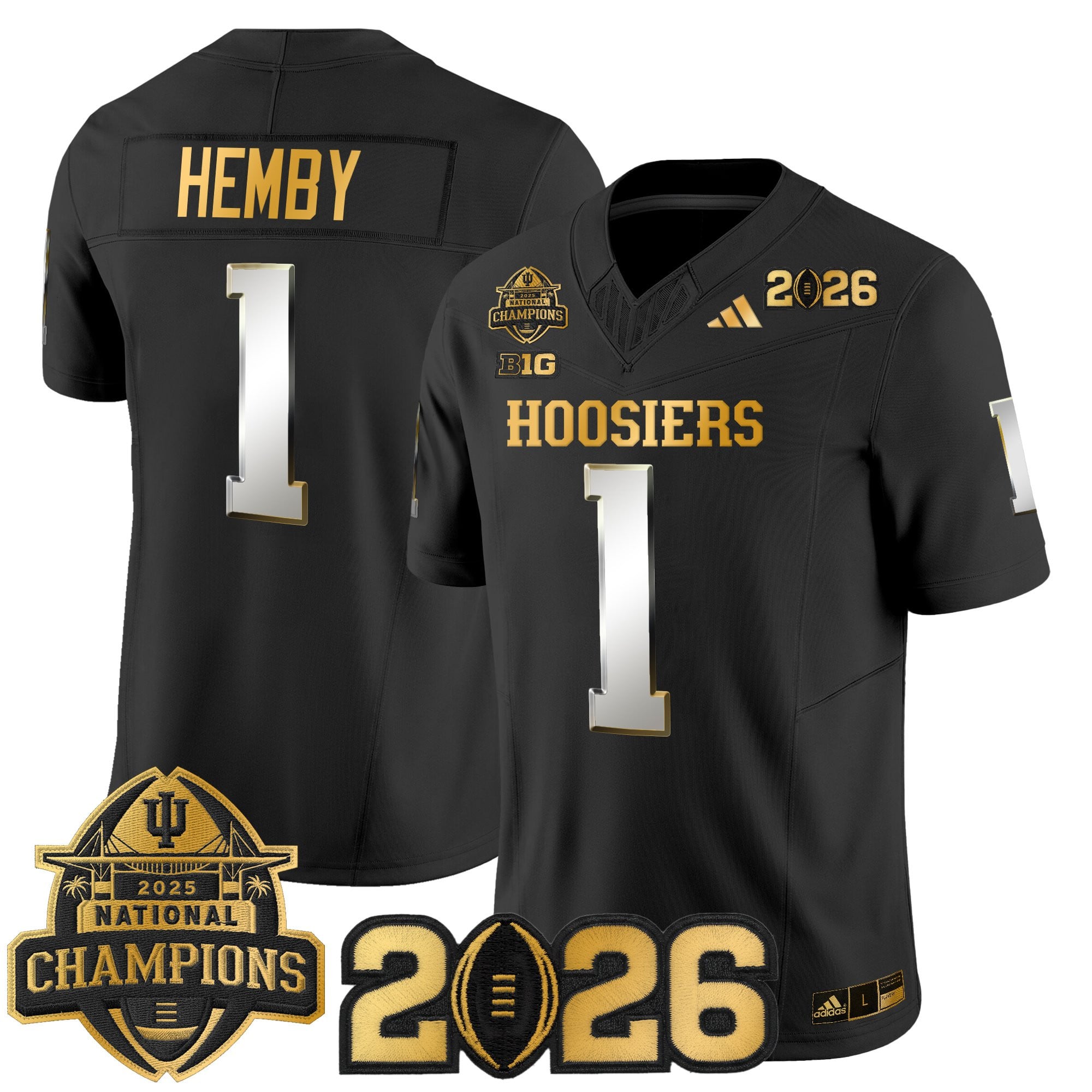 Men's Indiana Hoosiers 2025 National Champions & 2026 CFP Final Patch Gold Vapor Limited Jersey - All Stitched