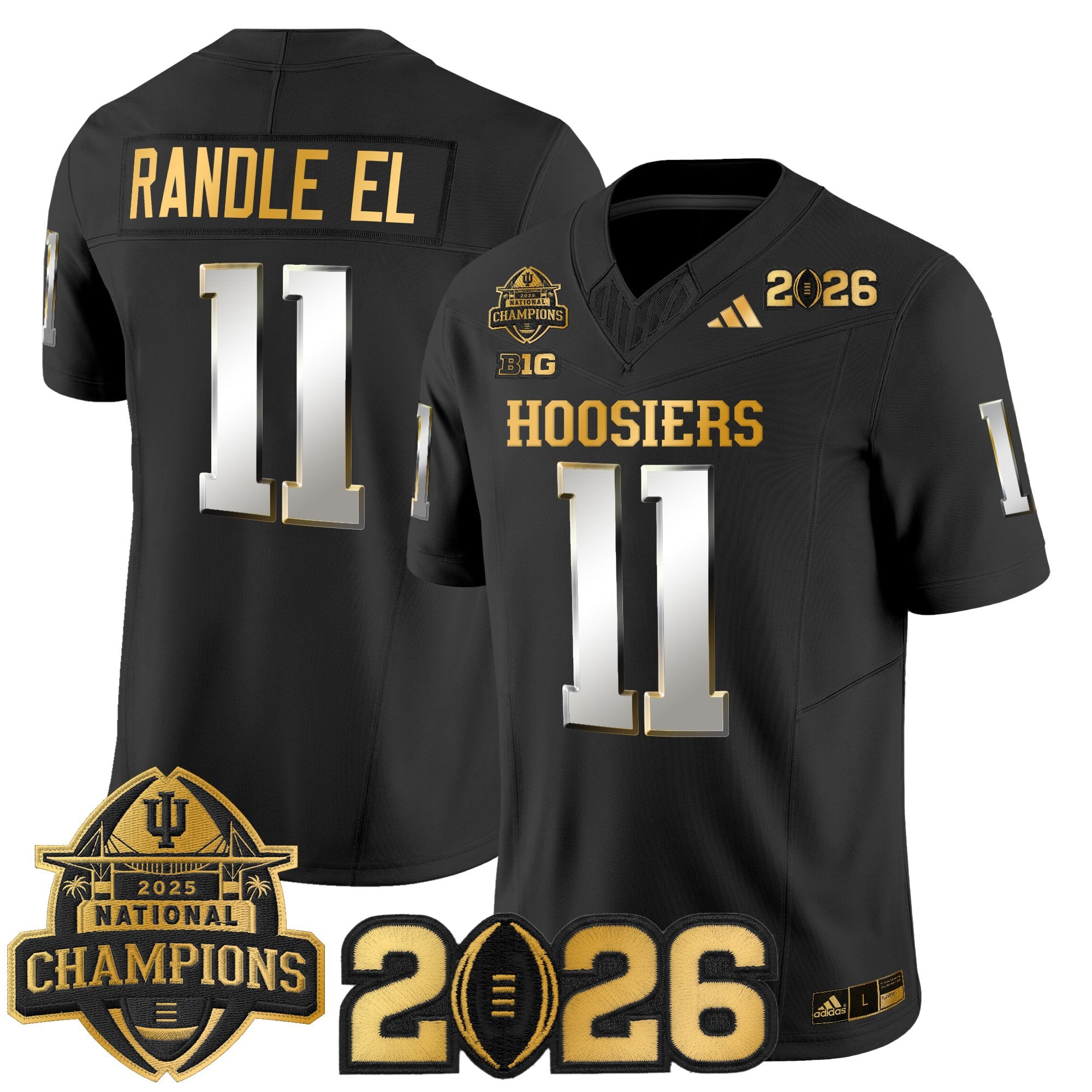 Men's Indiana Hoosiers 2025 National Champions & 2026 CFP Final Patch Gold Vapor Limited Jersey - All Stitched