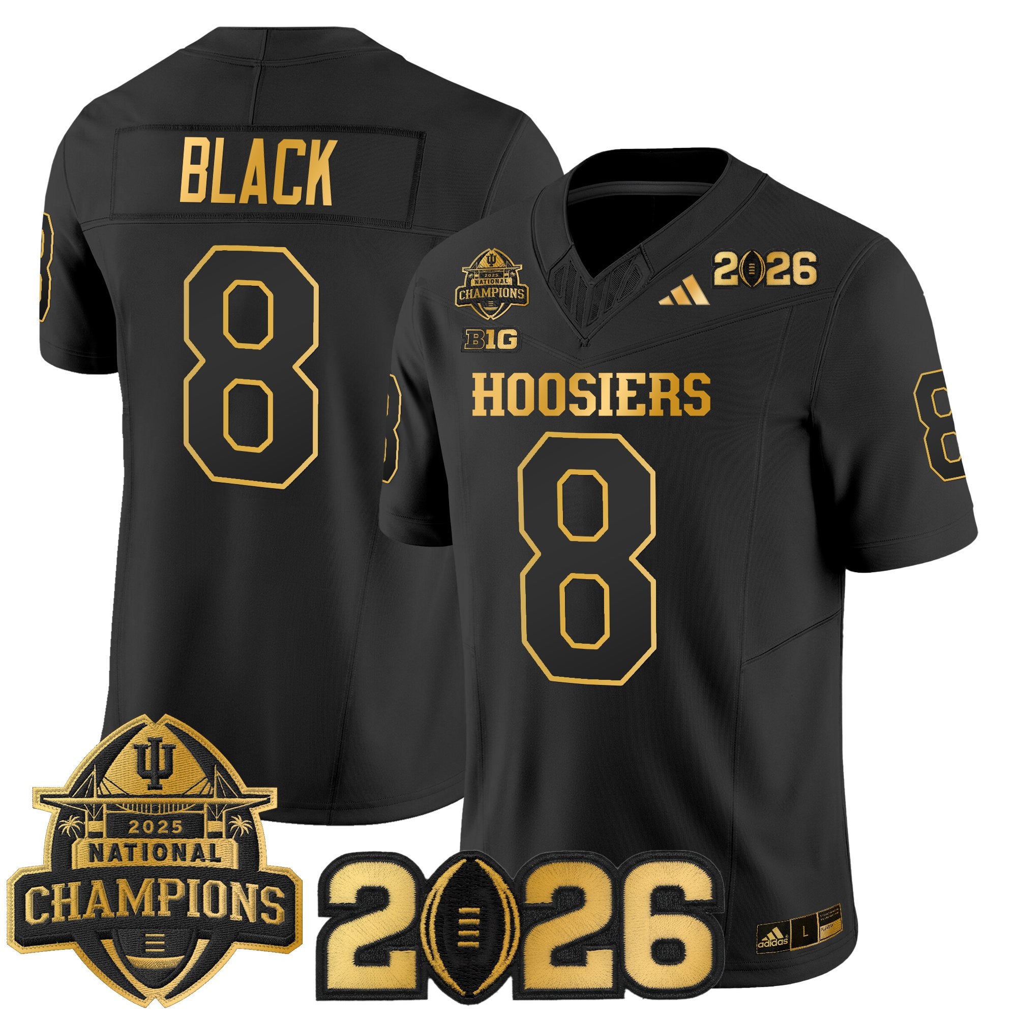 Men's Indiana Hoosiers 2025 National Champions & 2026 CFP Final Patch Gold Vapor Limited Jersey - All Stitched
