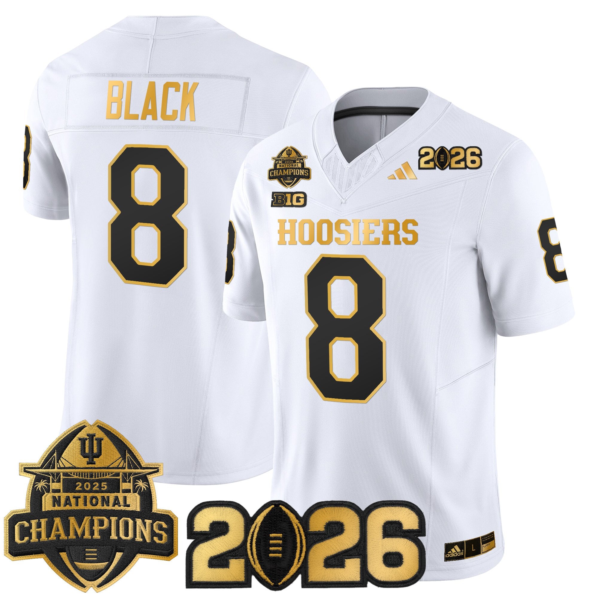 Men's Indiana Hoosiers 2025 National Champions & 2026 CFP Final Patch Gold Vapor Limited Jersey - All Stitched