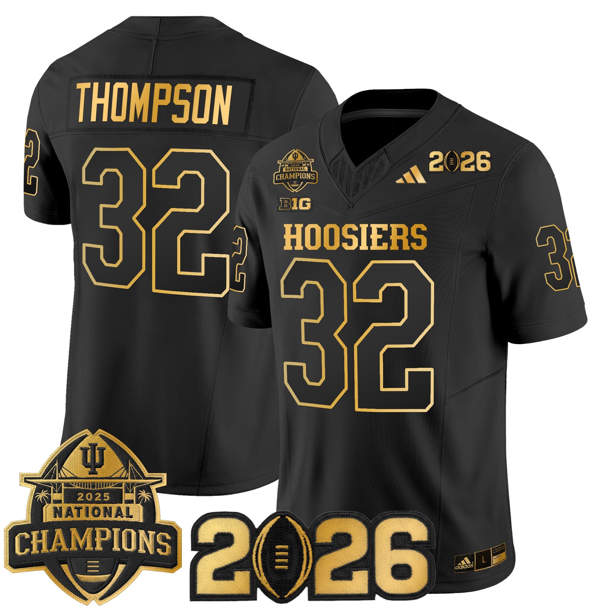 Men's Indiana Hoosiers 2025 National Champions & 2026 CFP Final Patch Gold Vapor Limited Jersey - All Stitched