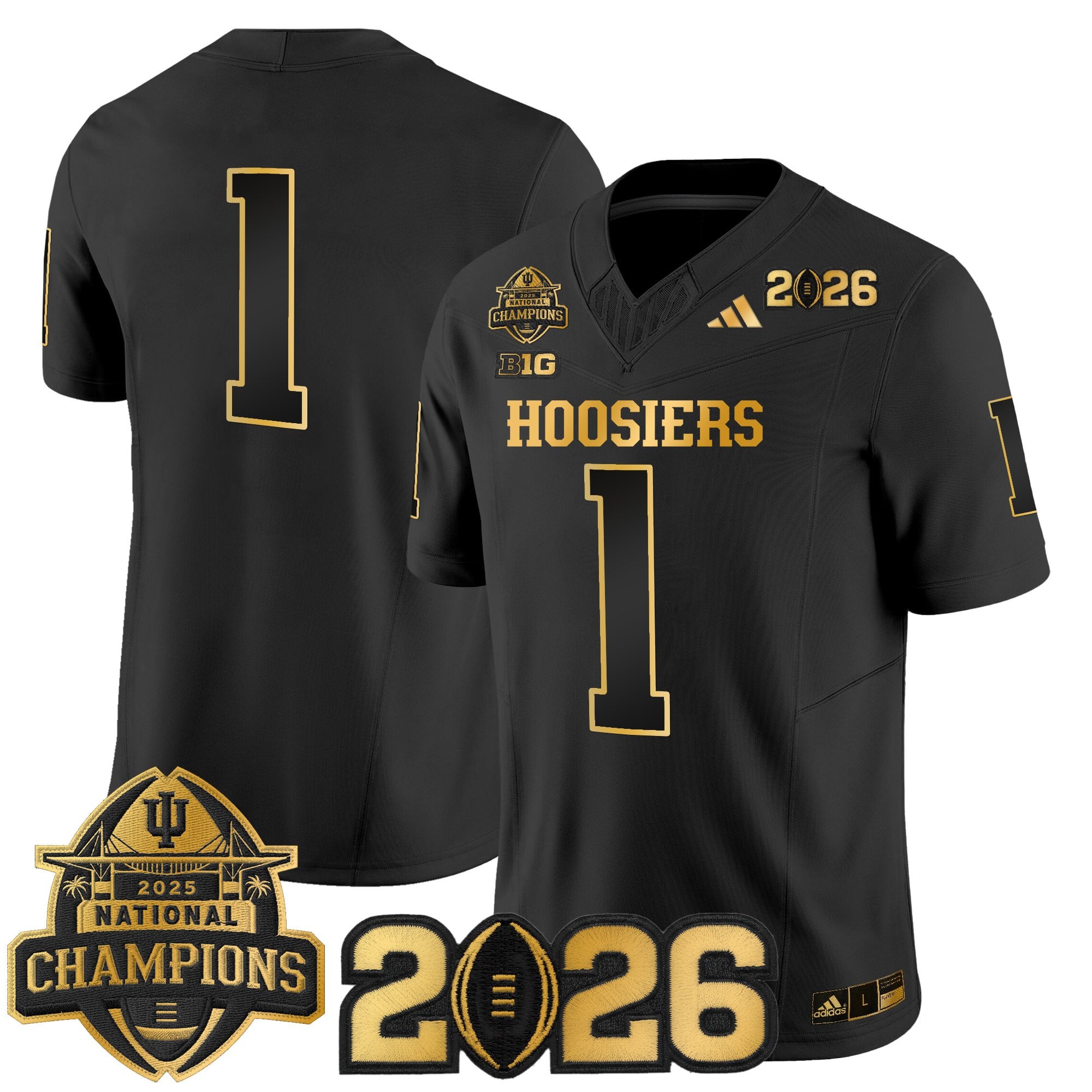 Men's Indiana Hoosiers 2025 National Champions & 2026 CFP Final Patch Gold Vapor Limited Jersey - All Stitched