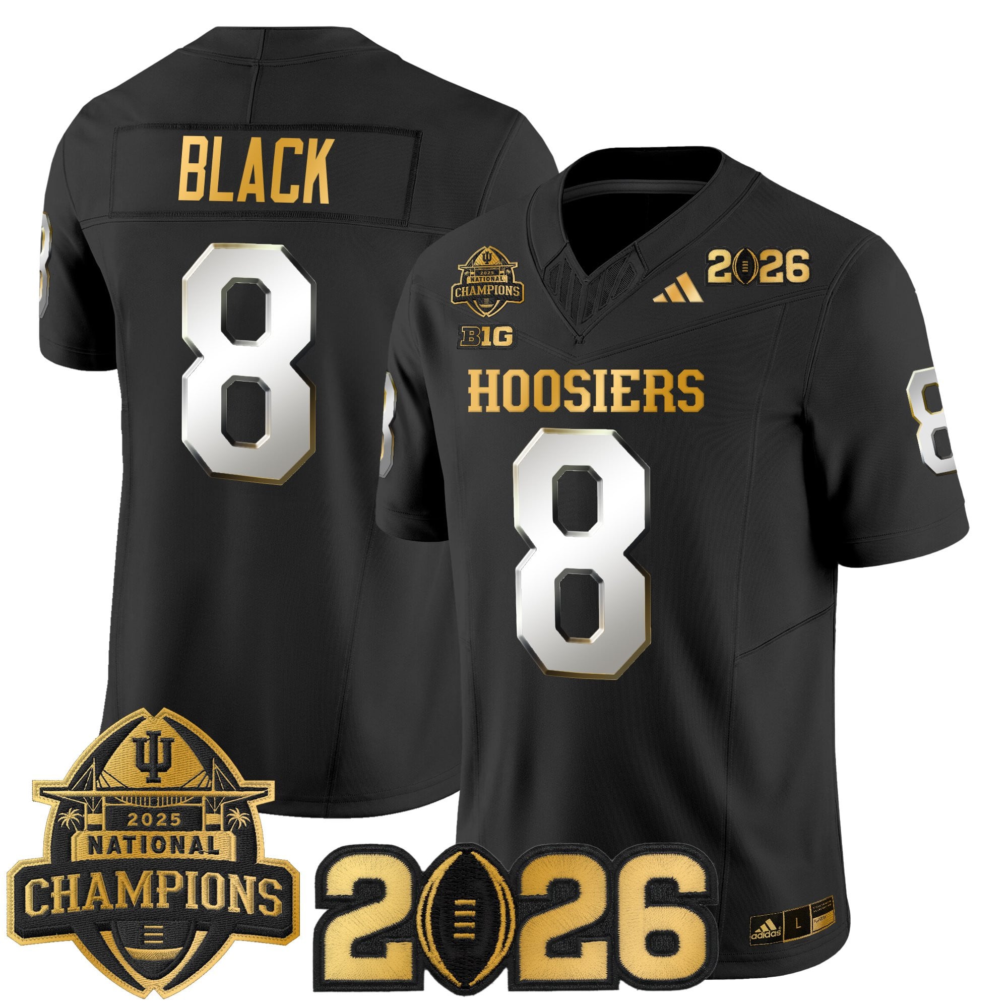 Men's Indiana Hoosiers 2025 National Champions & 2026 CFP Final Patch Gold Vapor Limited Jersey - All Stitched