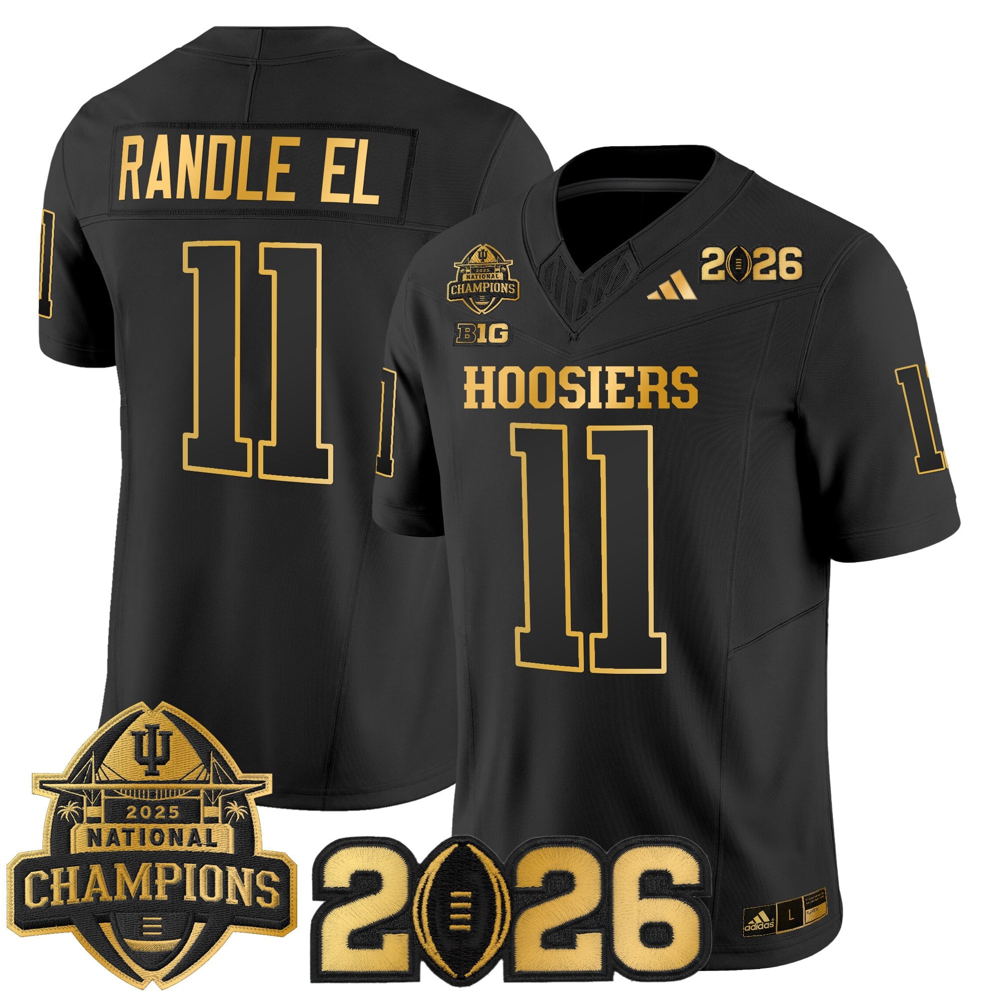 Men's Indiana Hoosiers 2025 National Champions & 2026 CFP Final Patch Gold Vapor Limited Jersey - All Stitched