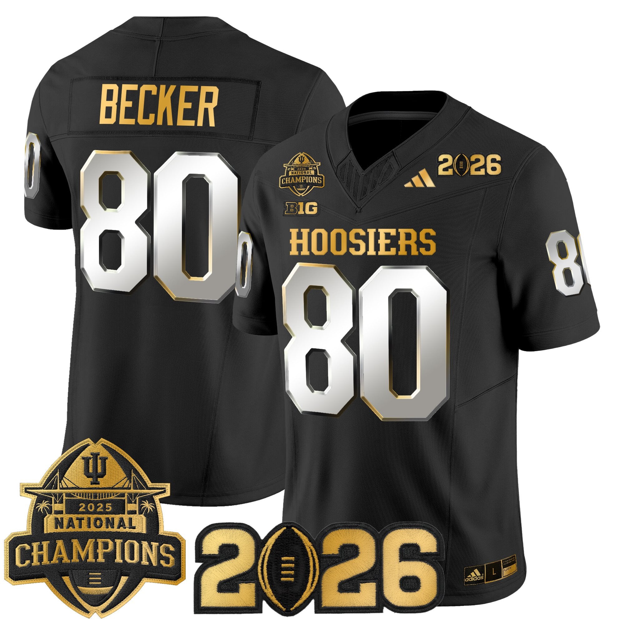 Men's Indiana Hoosiers 2025 National Champions & 2026 CFP Final Patch Gold Vapor Limited Jersey - All Stitched