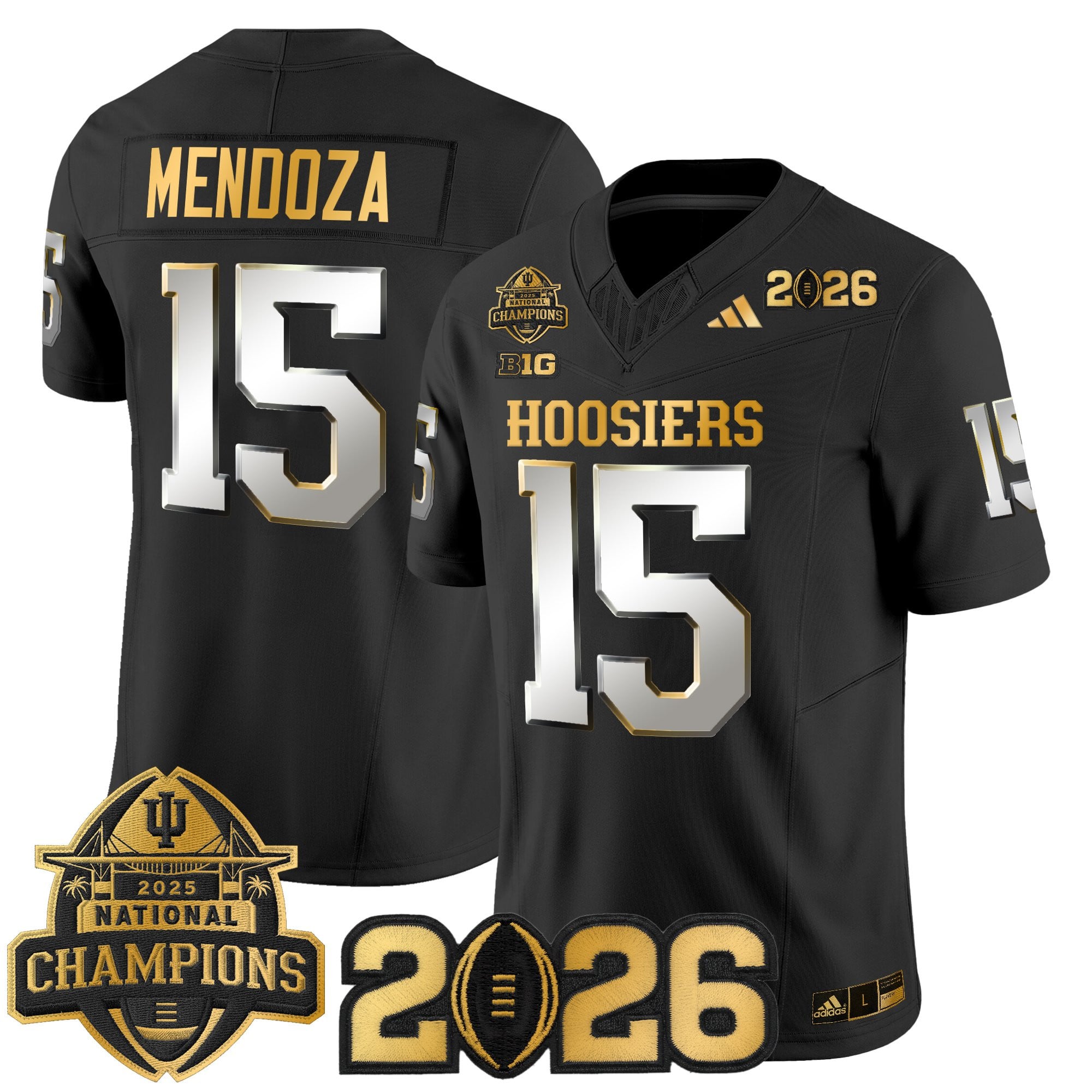 Men's Indiana Hoosiers 2025 National Champions & 2026 CFP Final Patch Gold Vapor Limited Jersey - All Stitched