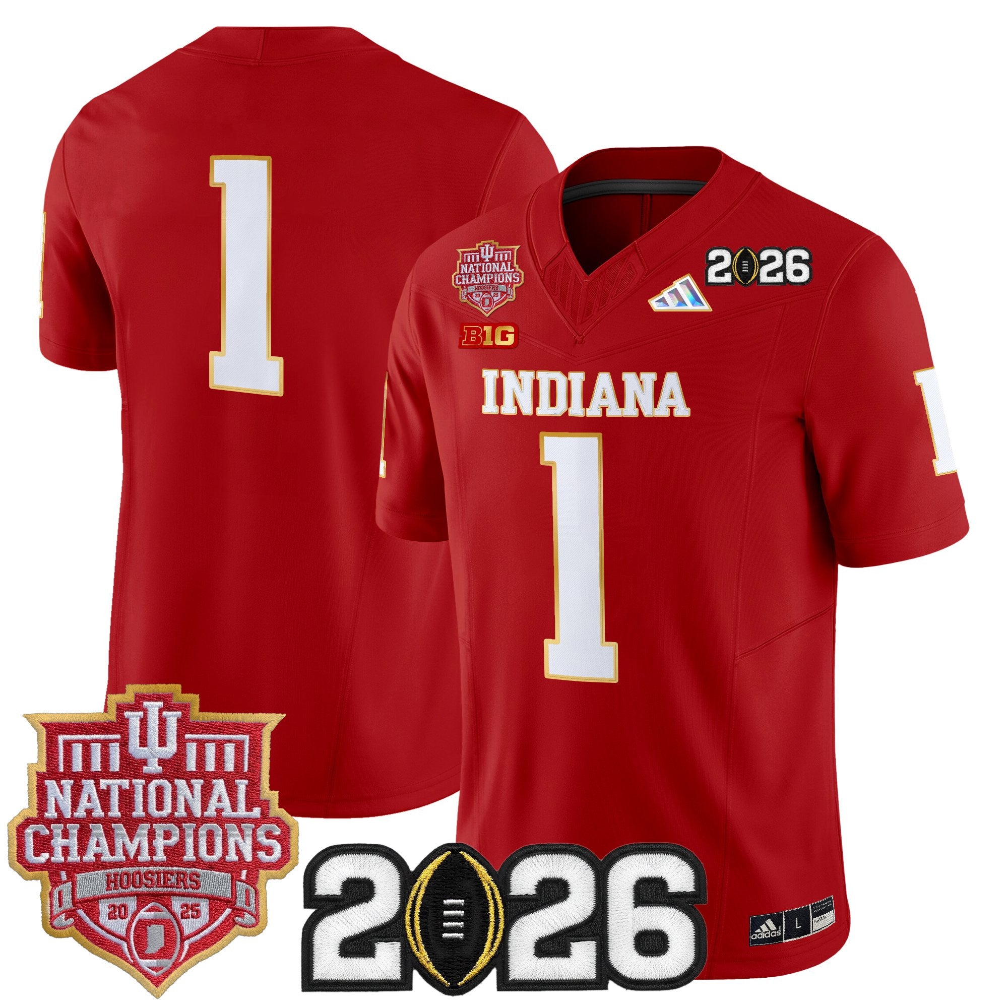 Men's Indiana Hoosiers 2025 National Champions & 2026 CFP Final Patch Gold Trim Vapor Limited Jersey - All Stitched