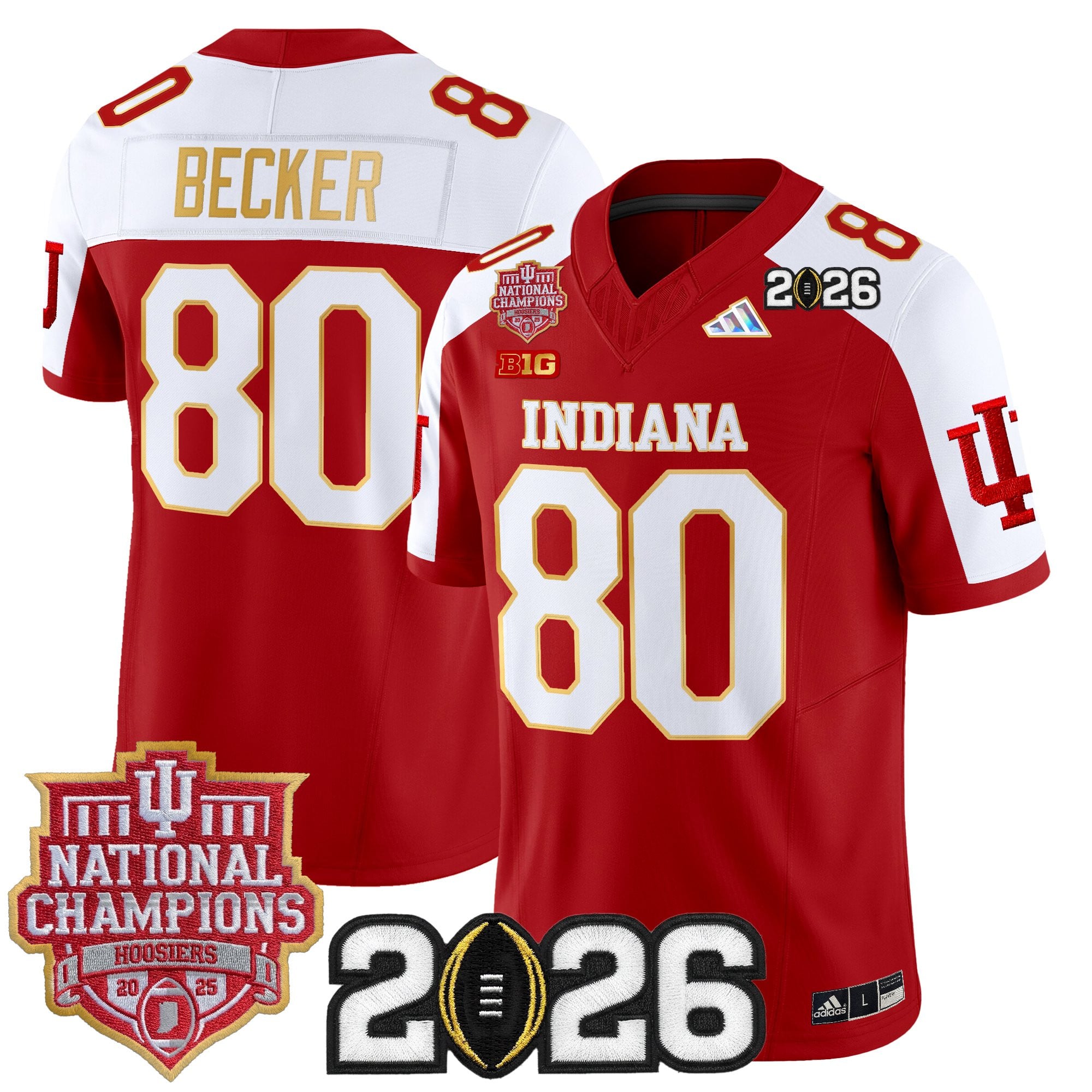 Men's Indiana Hoosiers 2025 National Champions & 2026 CFP Final Patch Gold Trim Vapor Limited Jersey - All Stitched