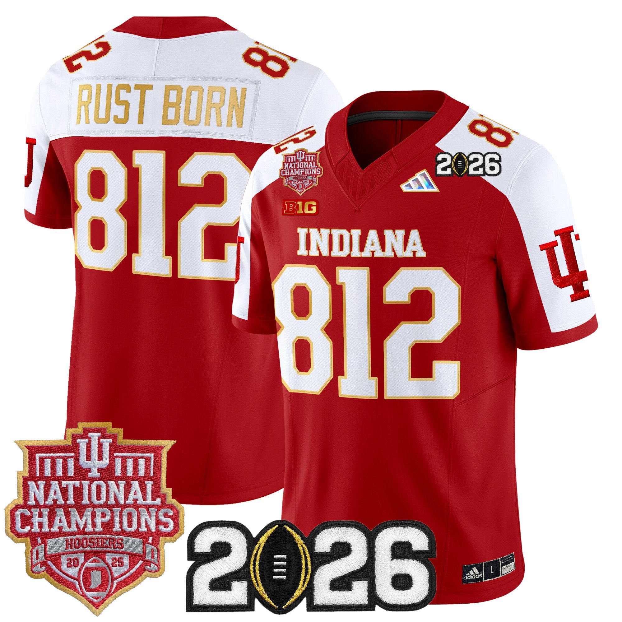 Men's Indiana Hoosiers 2025 National Champions & 2026 CFP Final Patch Gold Trim Vapor Limited Jersey - All Stitched