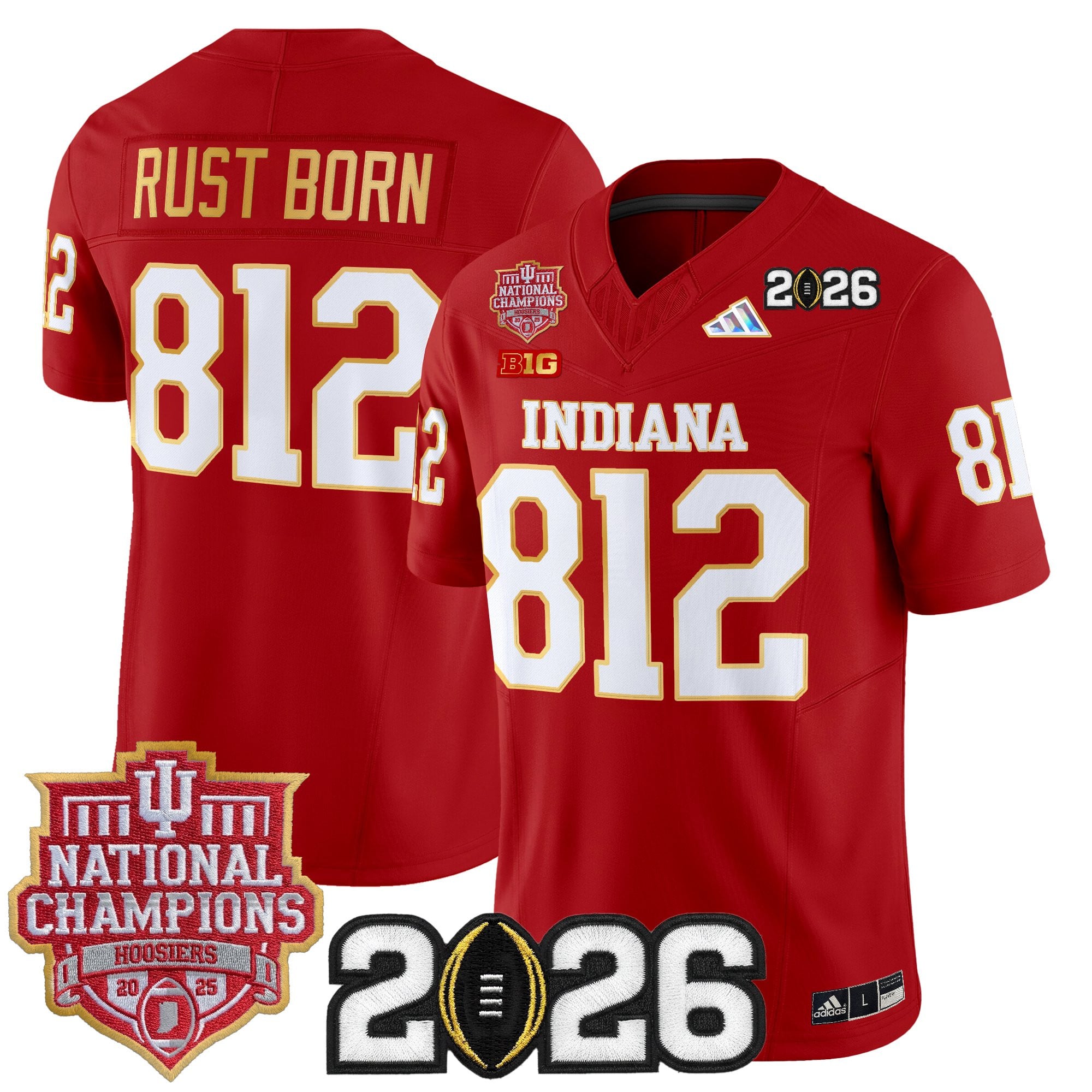 Men's Indiana Hoosiers 2025 National Champions & 2026 CFP Final Patch Gold Trim Vapor Limited Jersey - All Stitched