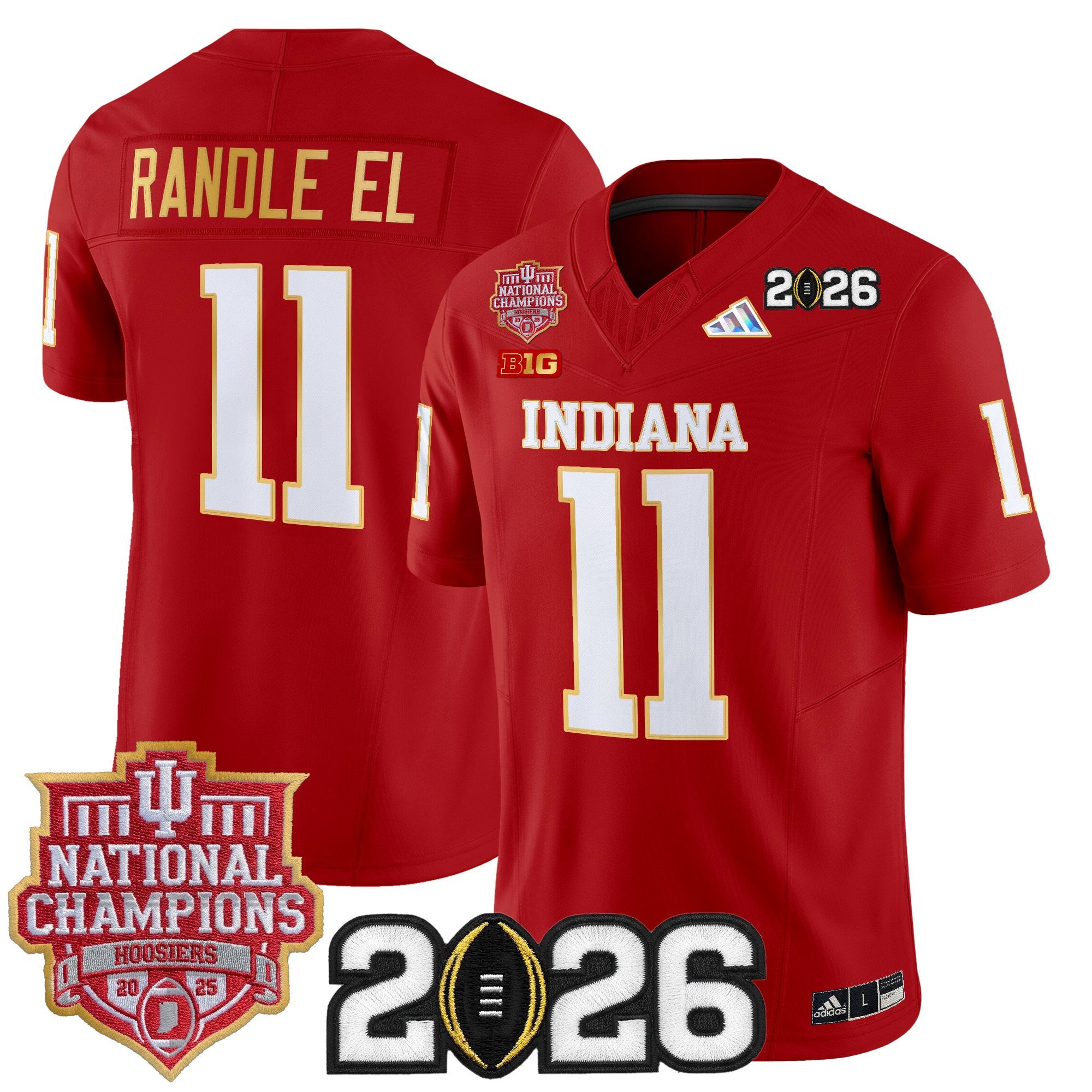 Men's Indiana Hoosiers 2025 National Champions & 2026 CFP Final Patch Gold Trim Vapor Limited Jersey - All Stitched