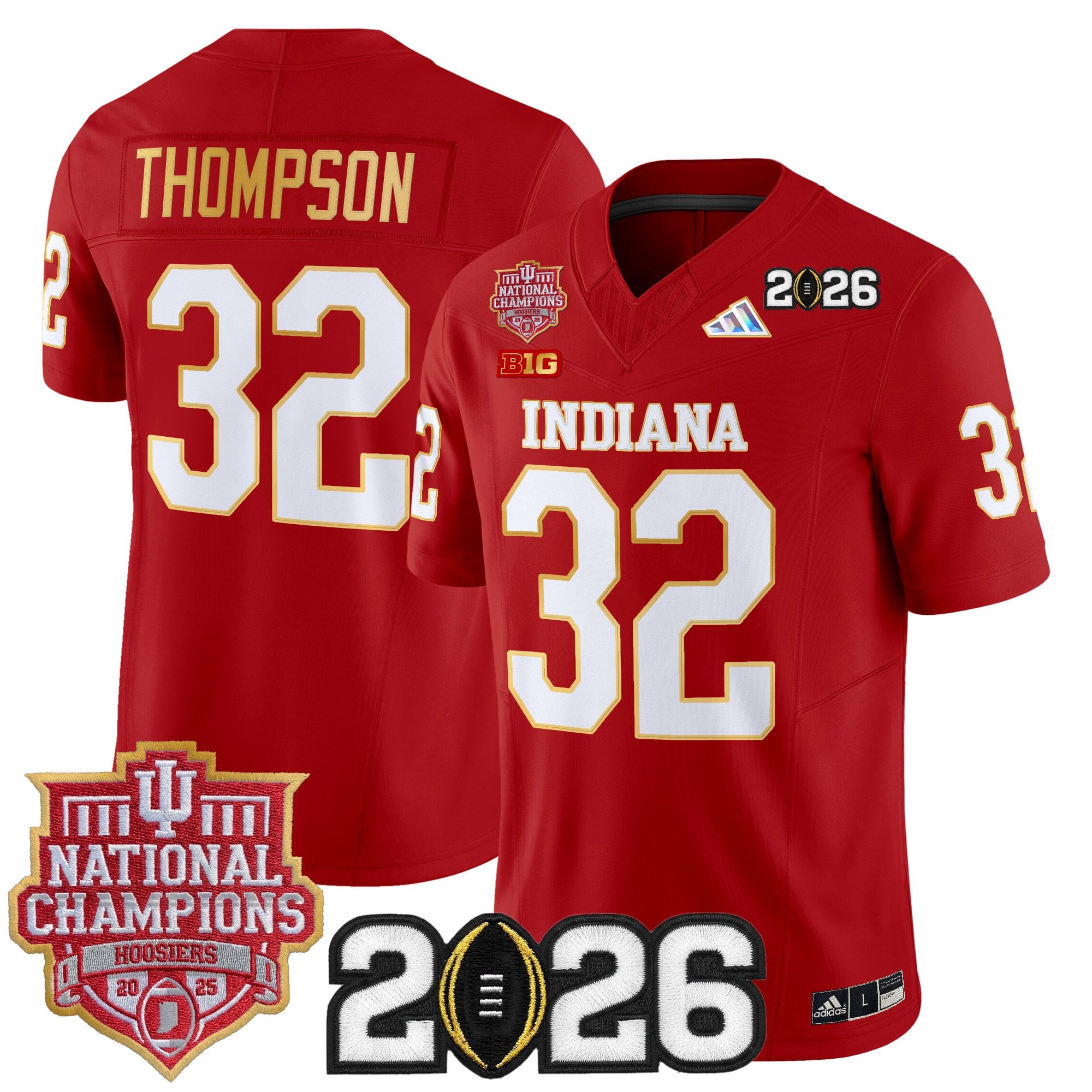 Men's Indiana Hoosiers 2025 National Champions & 2026 CFP Final Patch Gold Trim Vapor Limited Jersey - All Stitched