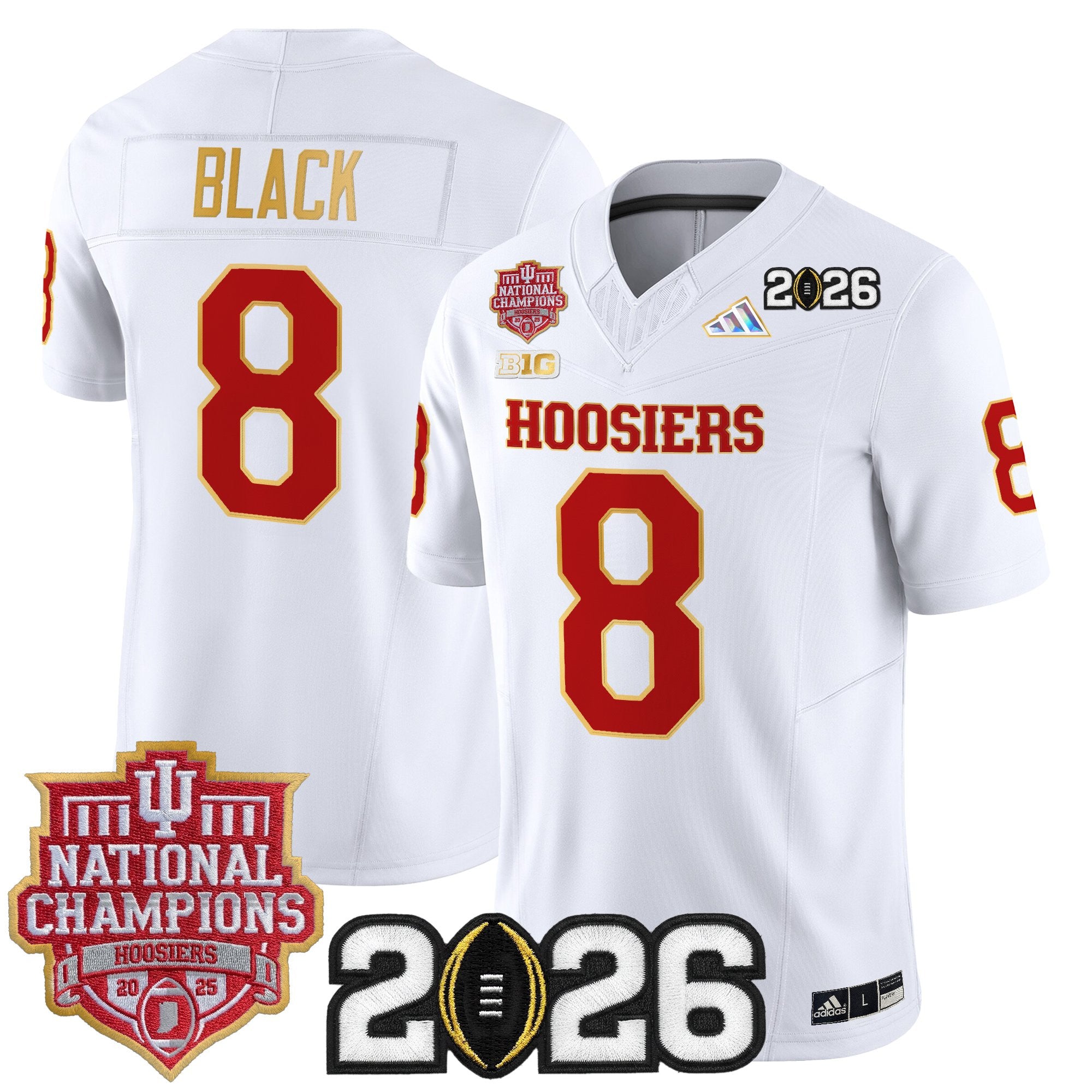 Men's Indiana Hoosiers 2025 National Champions & 2026 CFP Final Patch Gold Trim Vapor Limited Jersey - All Stitched
