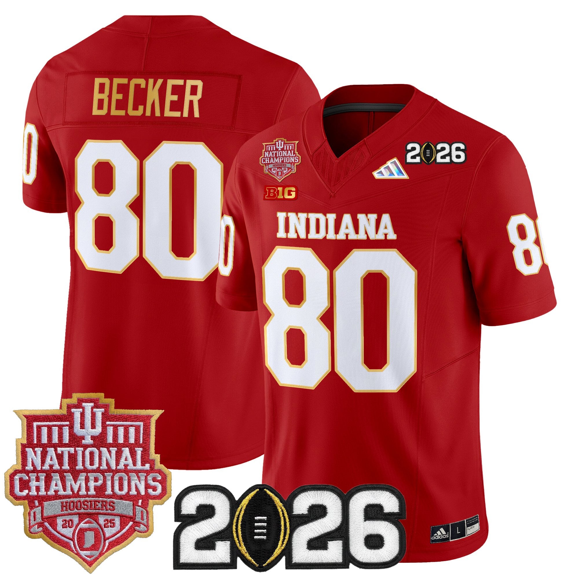 Men's Indiana Hoosiers 2025 National Champions & 2026 CFP Final Patch Gold Trim Vapor Limited Jersey - All Stitched