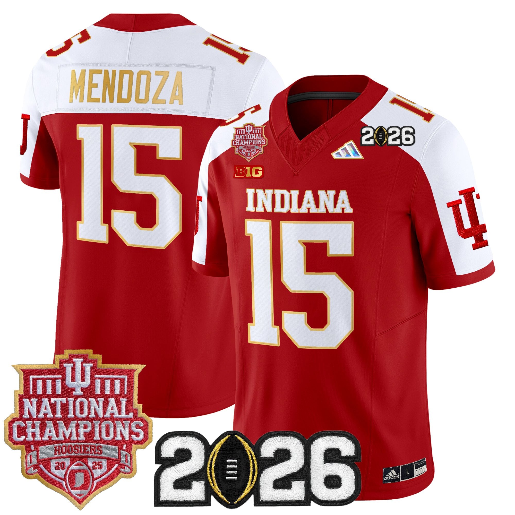 Men's Indiana Hoosiers 2025 National Champions & 2026 CFP Final Patch Gold Trim Vapor Limited Jersey - All Stitched