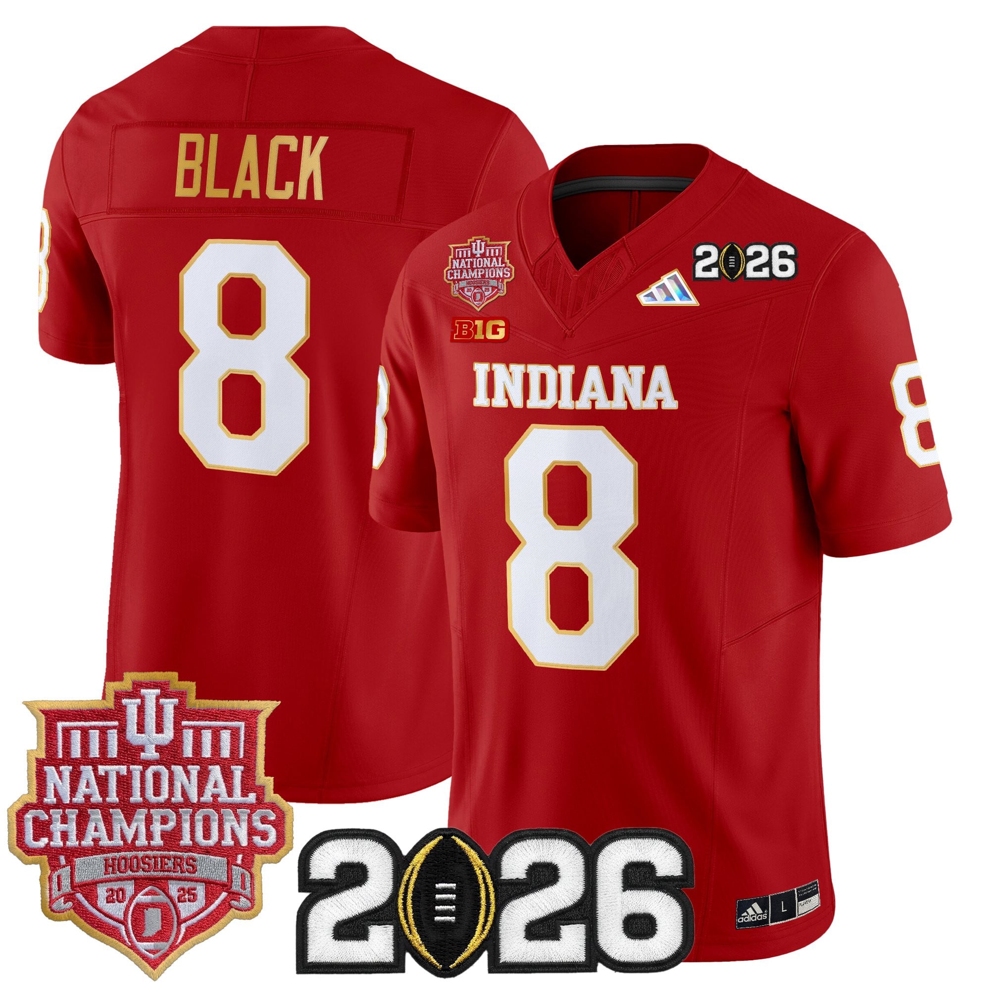 Men's Indiana Hoosiers 2025 National Champions & 2026 CFP Final Patch Gold Trim Vapor Limited Jersey - All Stitched