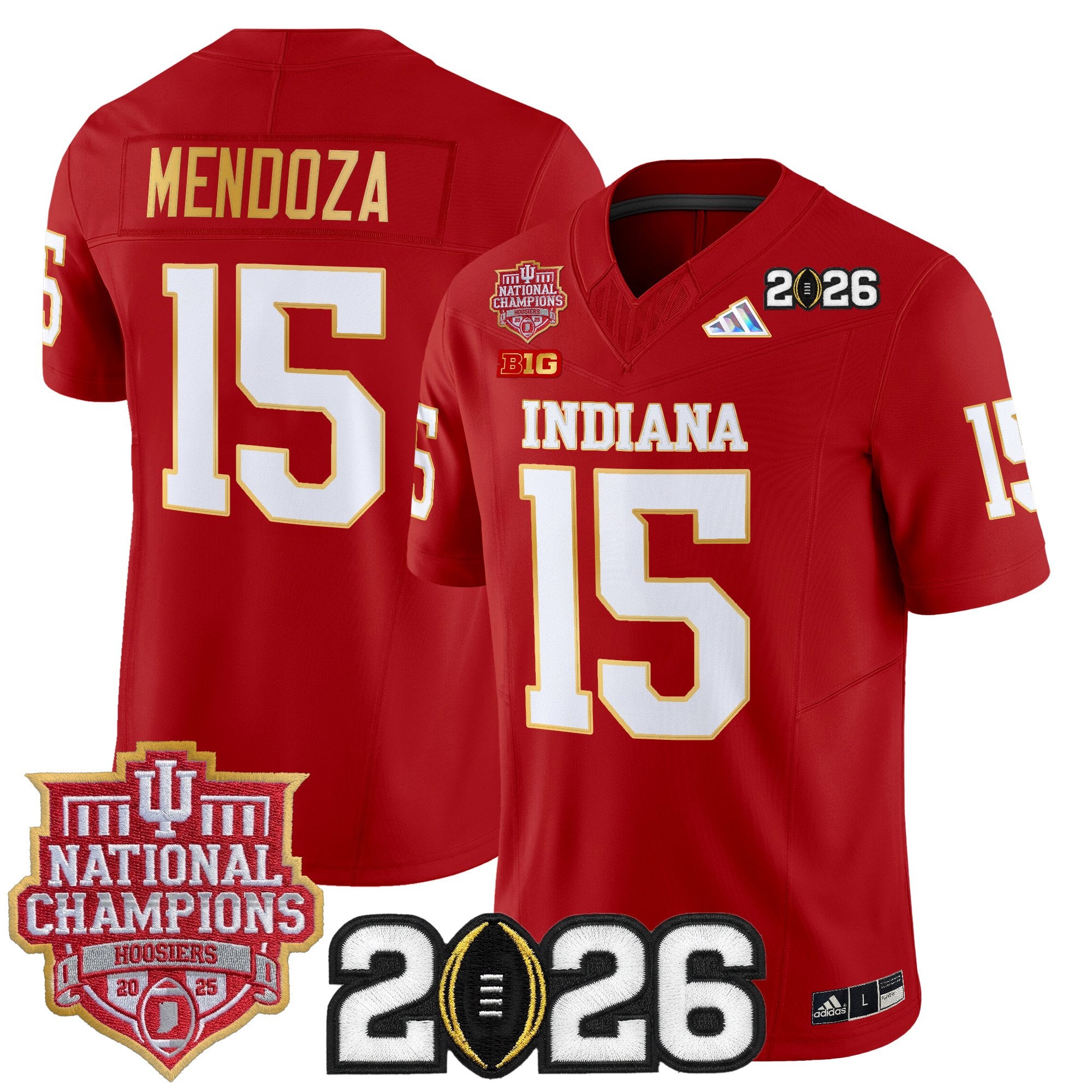 Men's Indiana Hoosiers 2025 National Champions & 2026 CFP Final Patch Gold Trim Vapor Limited Jersey - All Stitched
