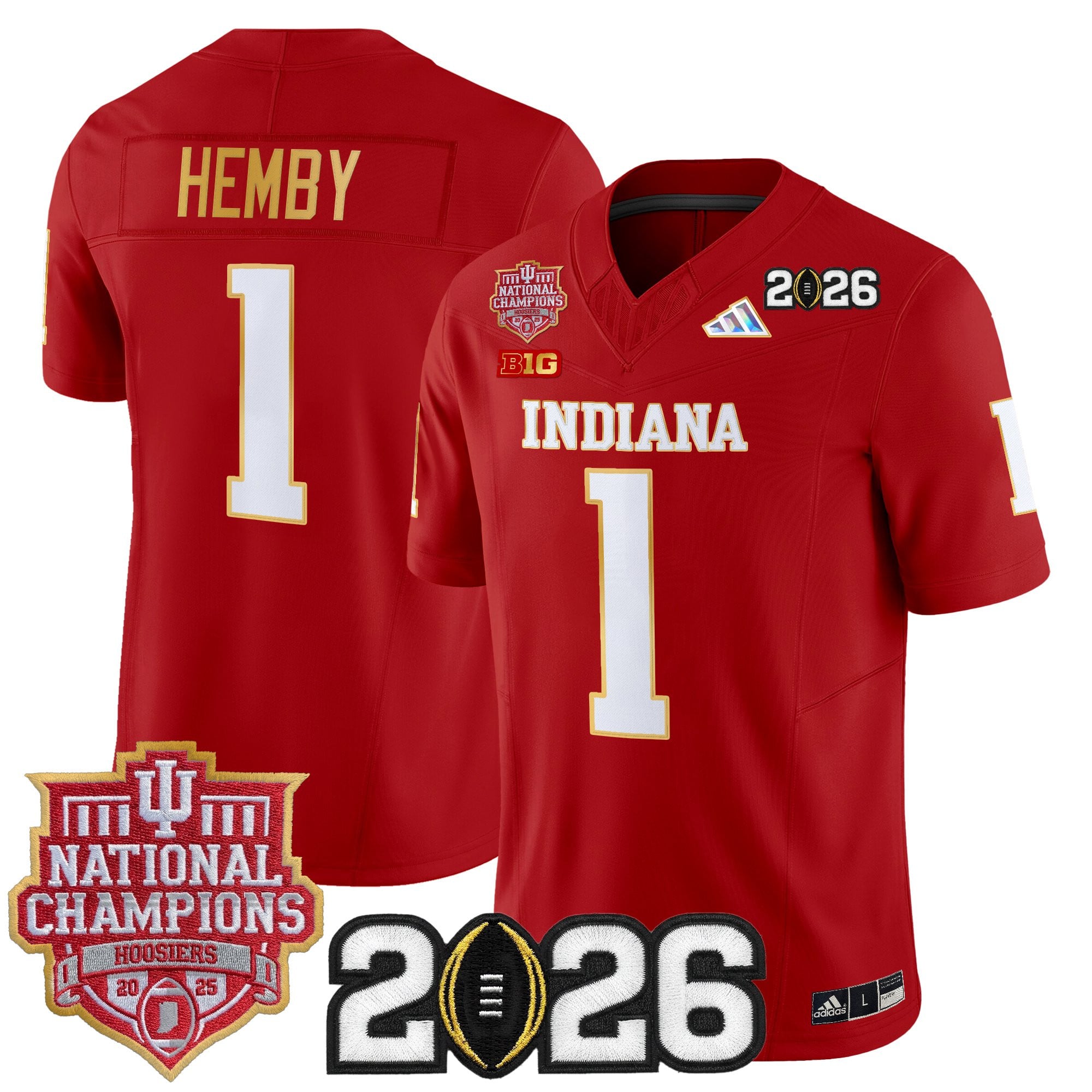 Men's Indiana Hoosiers 2025 National Champions & 2026 CFP Final Patch Gold Trim Vapor Limited Jersey - All Stitched