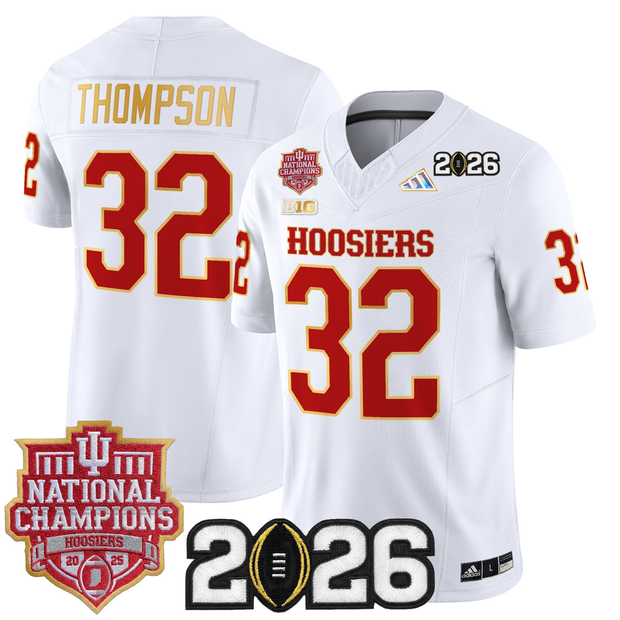 Men's Indiana Hoosiers 2025 National Champions & 2026 CFP Final Patch Gold Trim Vapor Limited Jersey - All Stitched