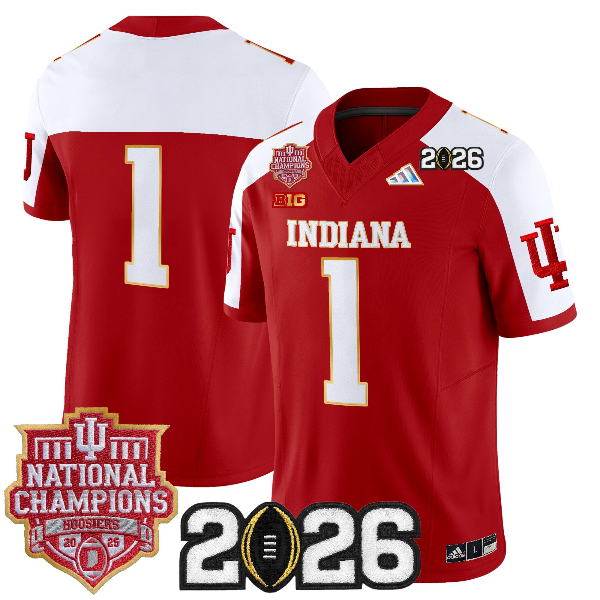 Men's Indiana Hoosiers 2025 National Champions & 2026 CFP Final Patch Gold Trim Vapor Limited Jersey - All Stitched