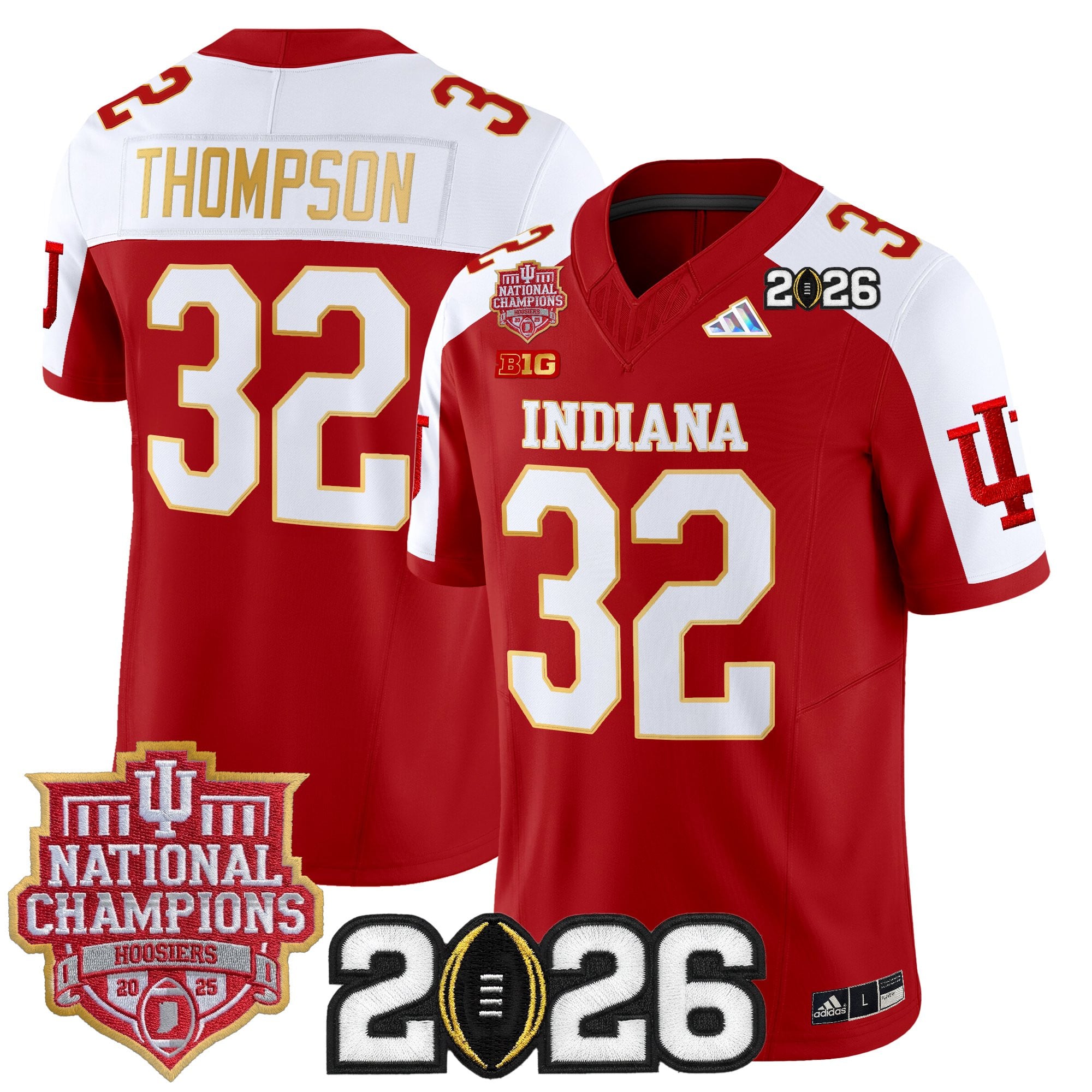 Men's Indiana Hoosiers 2025 National Champions & 2026 CFP Final Patch Gold Trim Vapor Limited Jersey - All Stitched