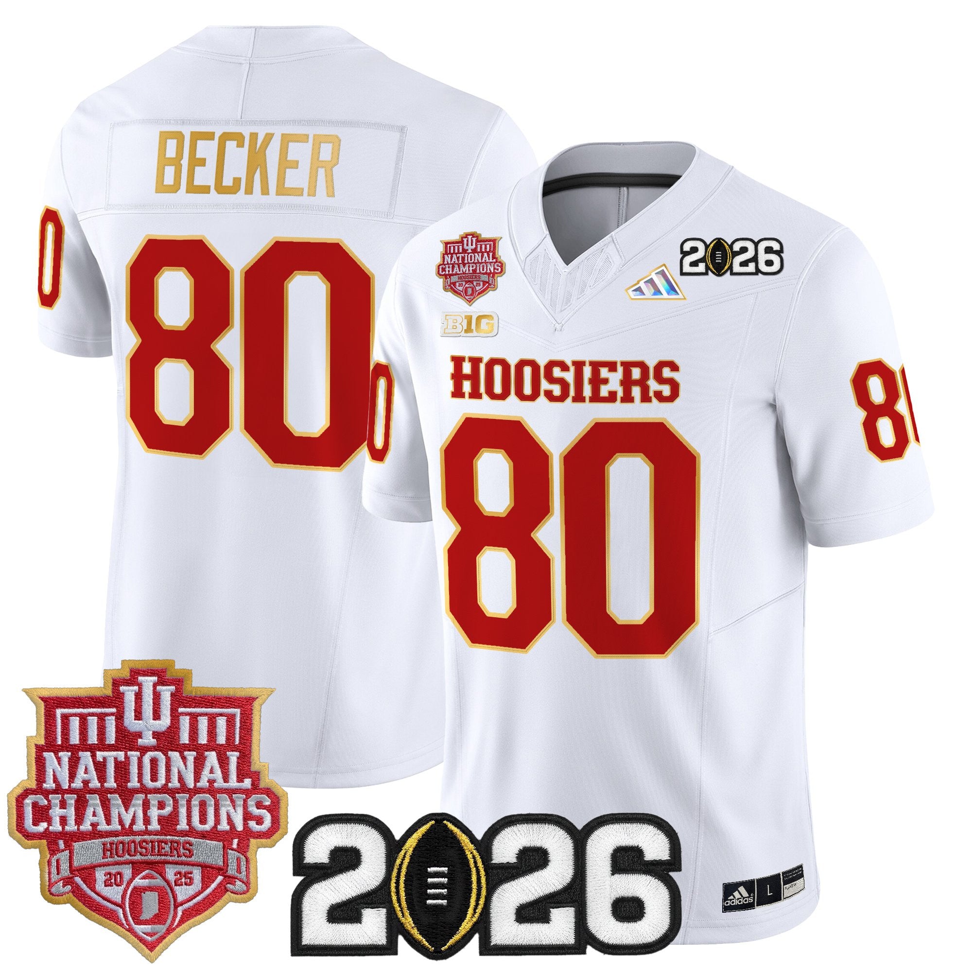 Men's Indiana Hoosiers 2025 National Champions & 2026 CFP Final Patch Gold Trim Vapor Limited Jersey - All Stitched